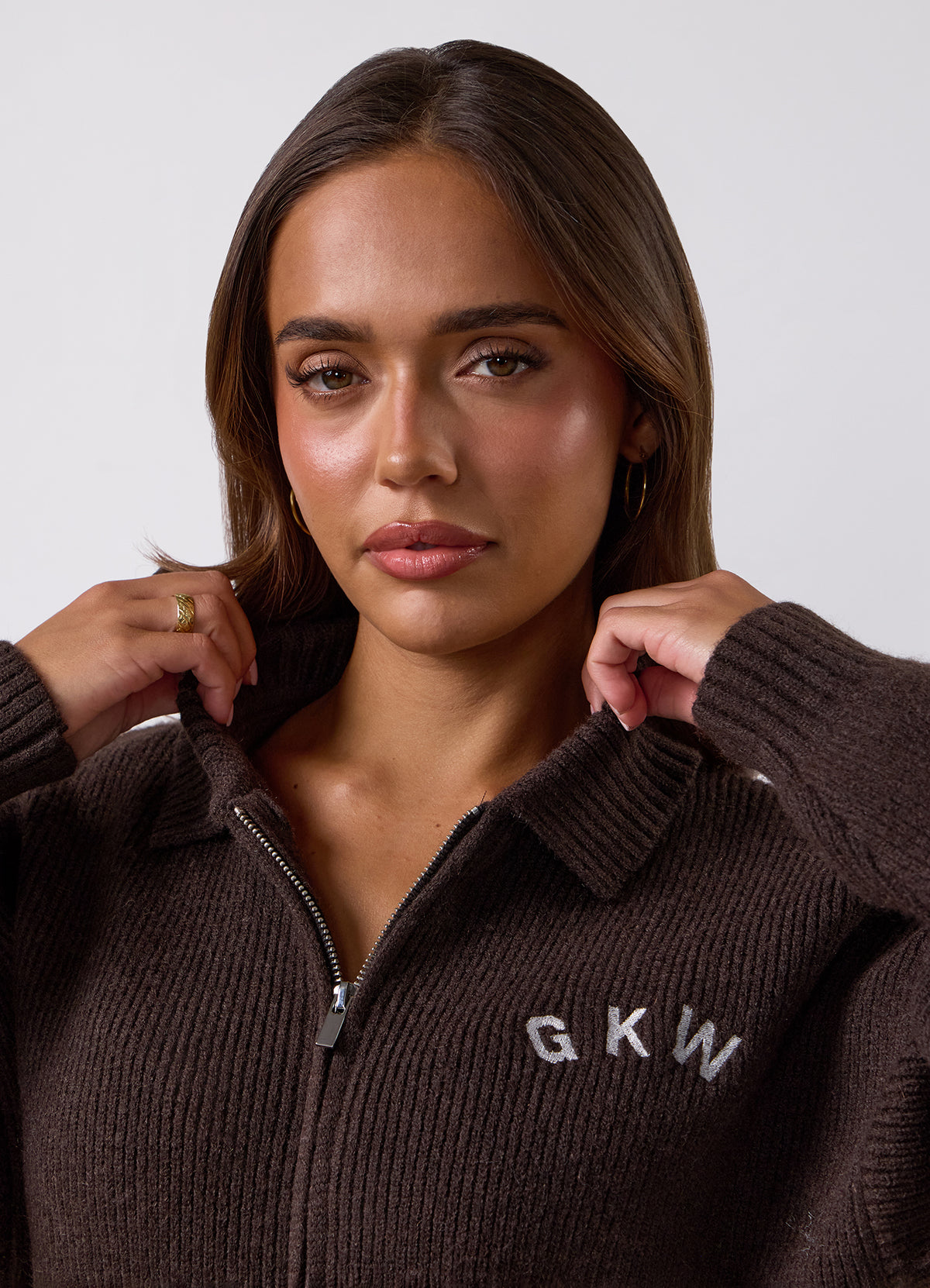Gym King Evoke Mid Weight Knitted Jacket - Dark Americano