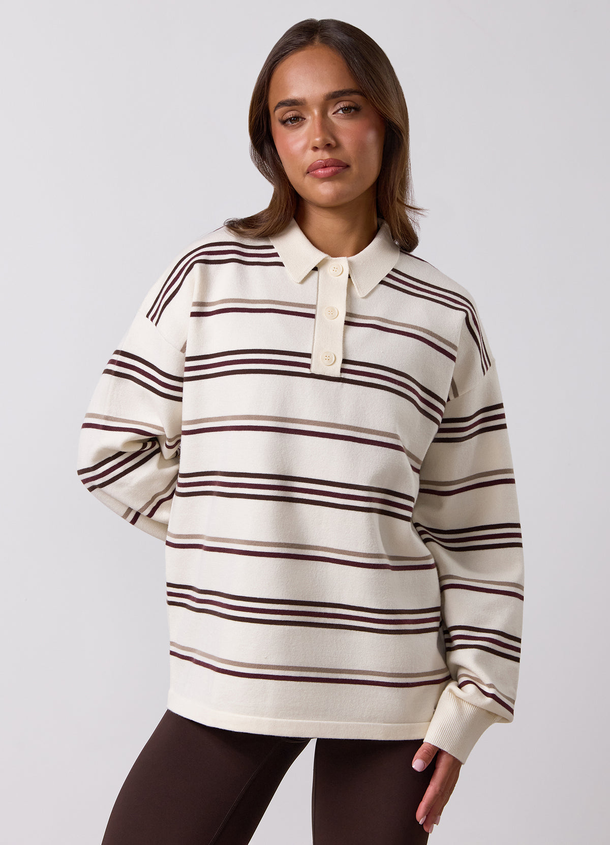 Gym King Evoke Knit Rugby Shirt - Cream