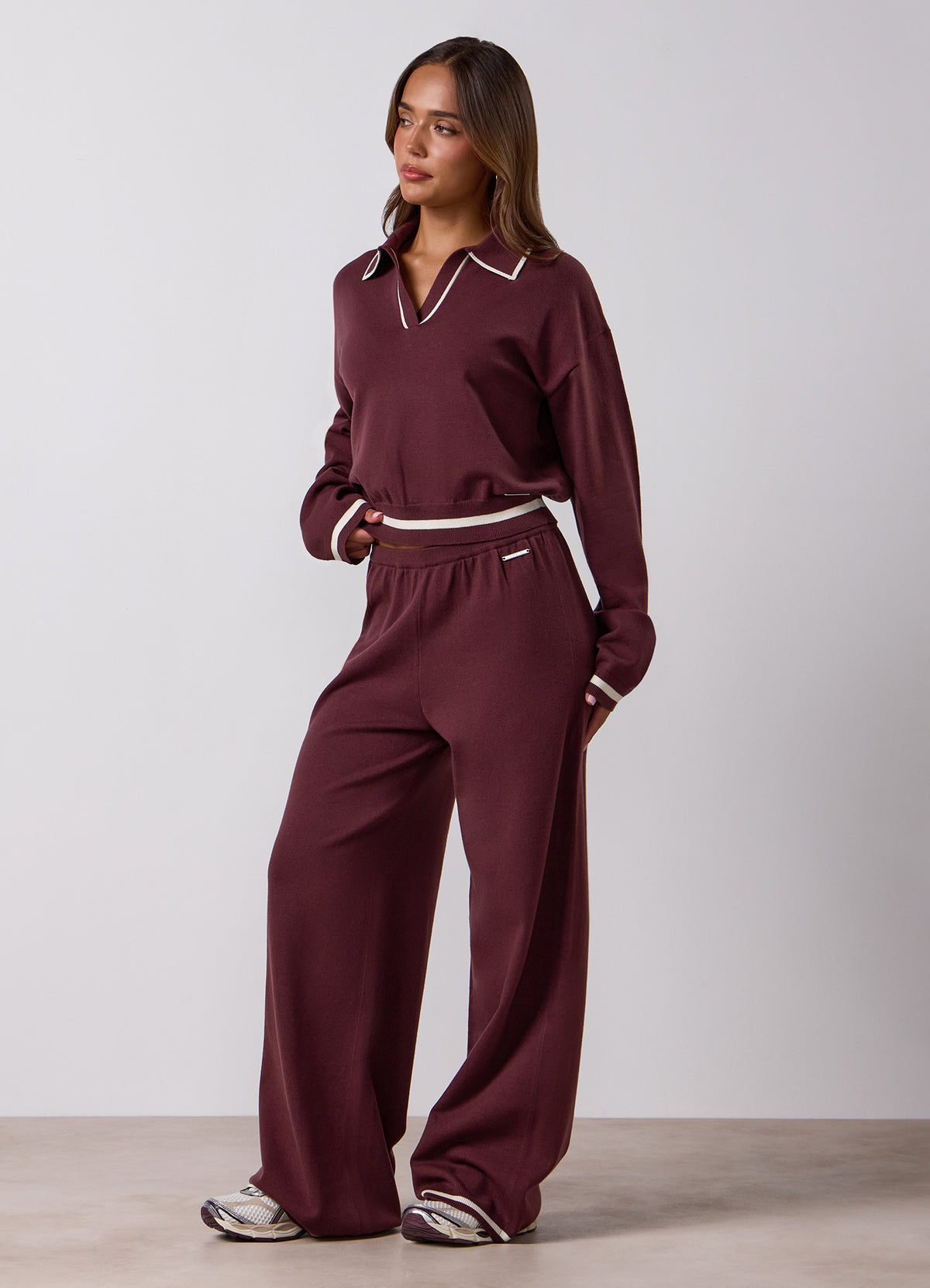 Gym King Evoke Luxe Knit Tracksuit Set -Burnt Fig