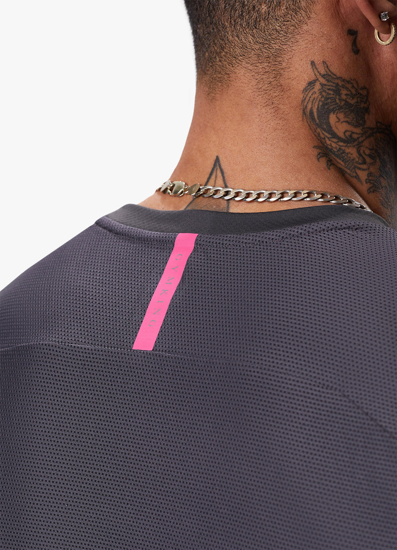 Gym King Flex Tee - Graphite/Fuchsia