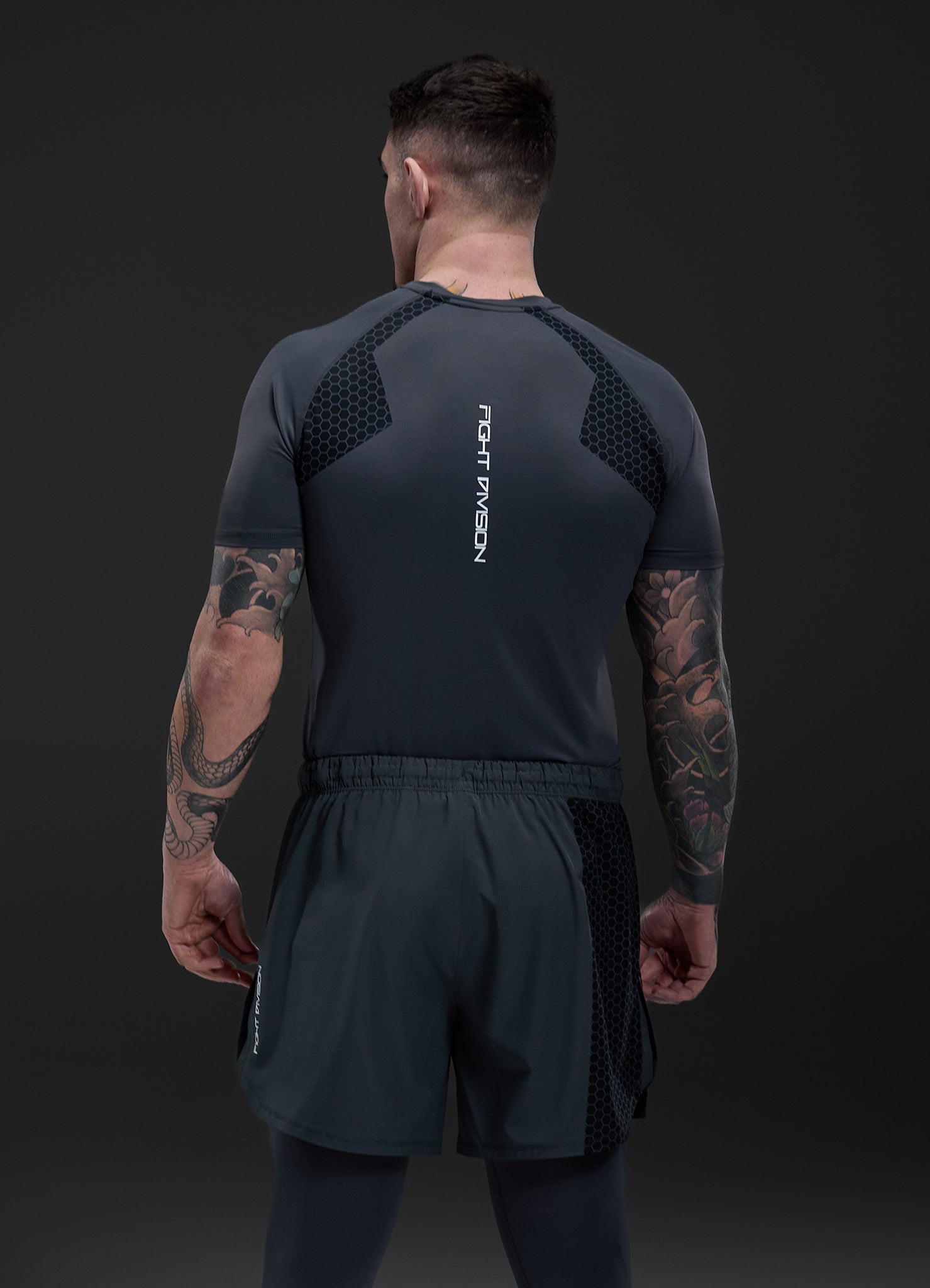 Gym King Fight Division Combat Short Sleeve Rash Guard - Graphite