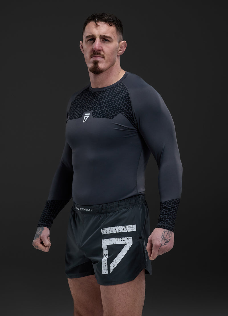 Gym King Fight Division Combat Long Sleeve Rash Guard - Graphite