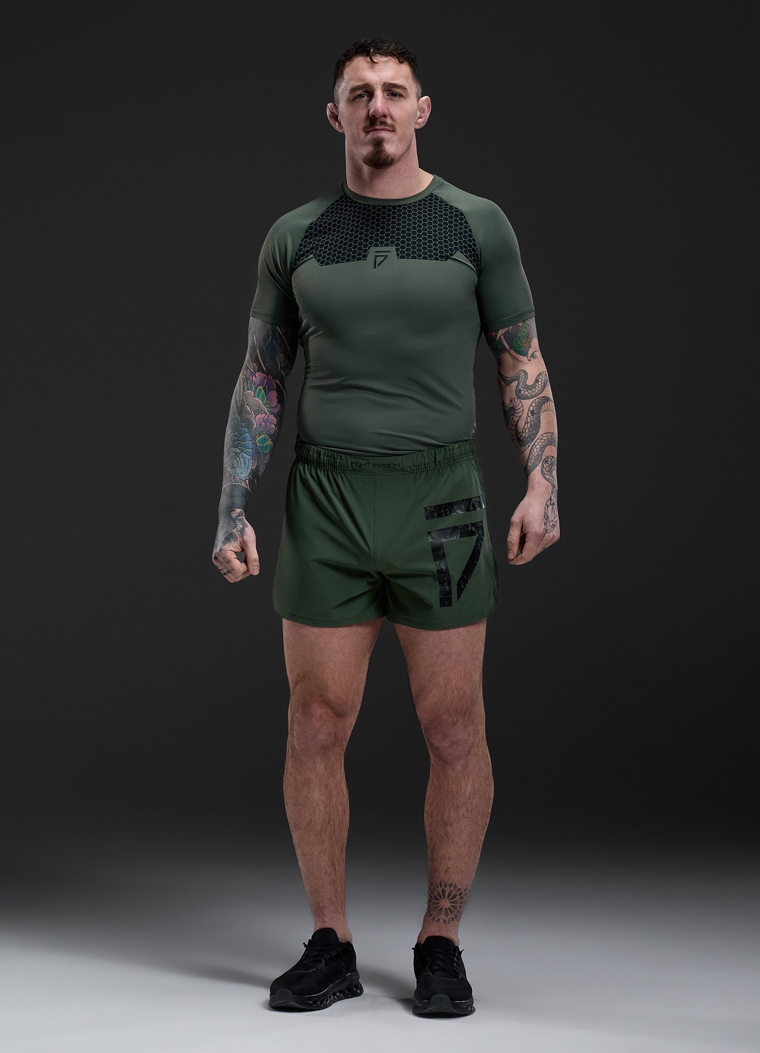 Gym King Fight Division Combat Short Sleeve Rash Guard - Deep Olive