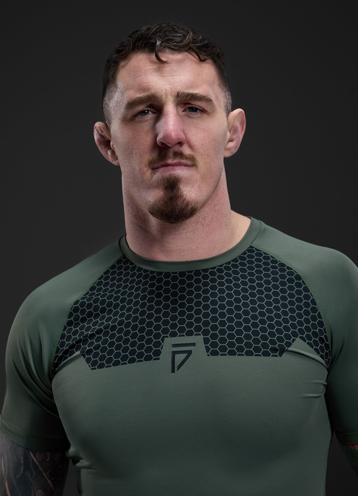 Gym King Fight Division Combat Short Sleeve Rash Guard - Deep Olive