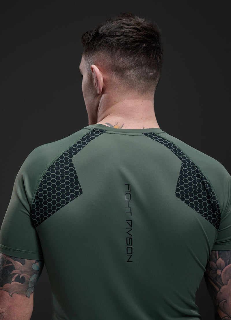 Gym King Fight Division Combat Short Sleeve Rash Guard - Deep Olive