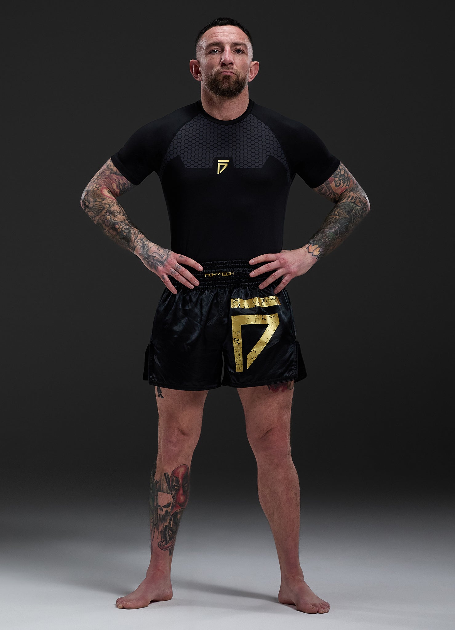 Gym King Fight Division Thai Boxing Short - Black/Gold