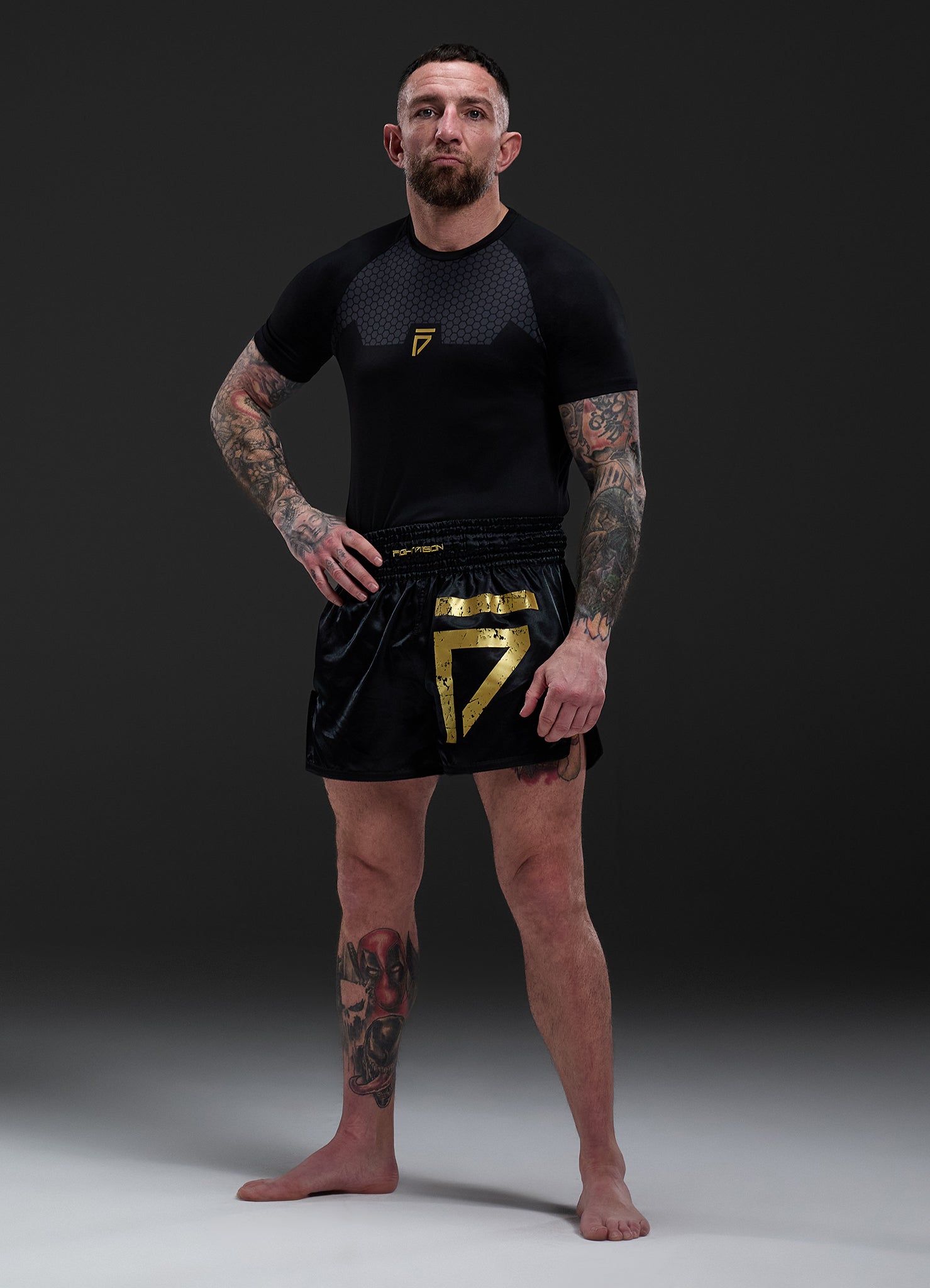 Gym King Fight Division Thai Boxing Short - Black/Gold