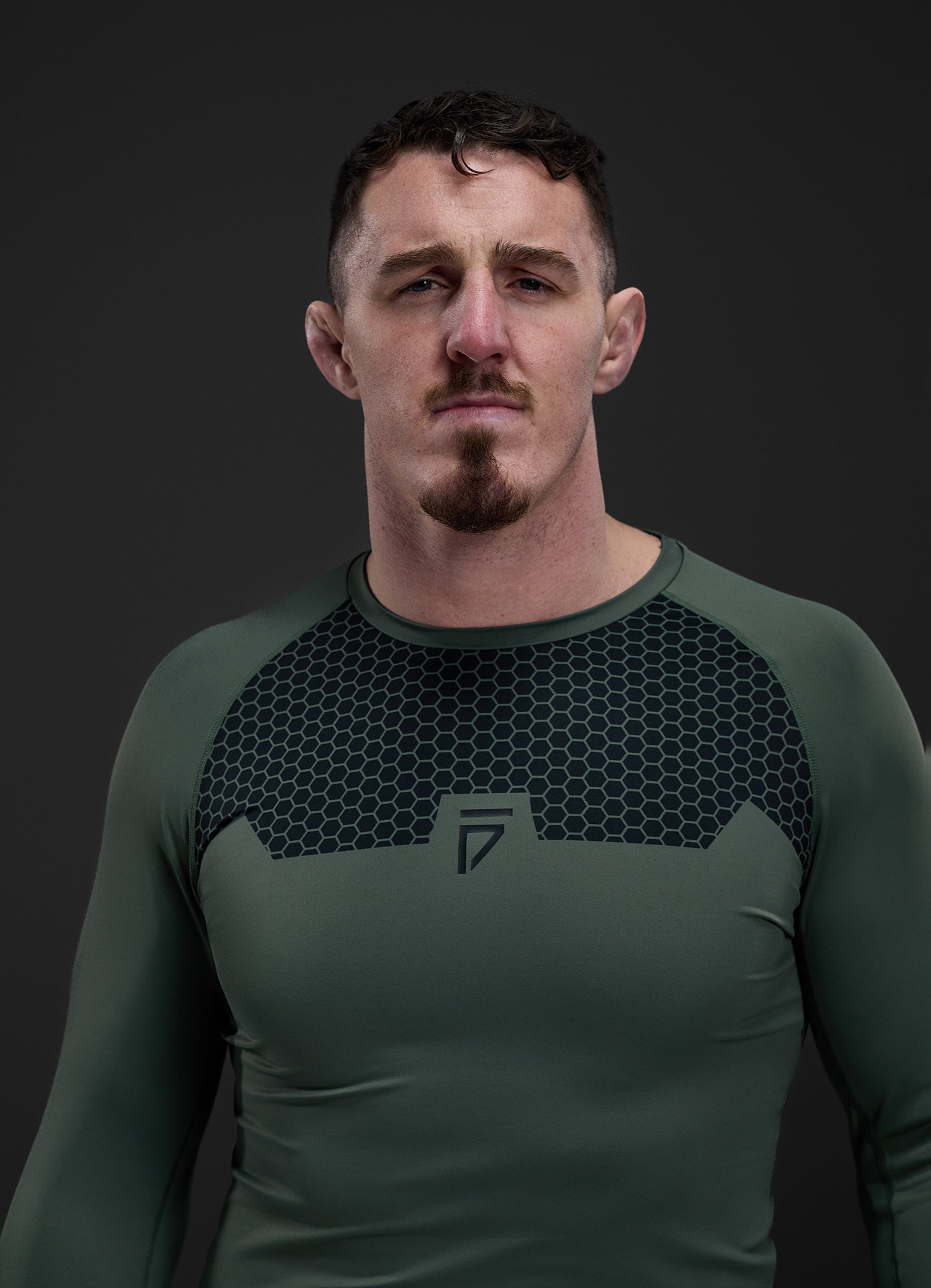 Gym King Fight Division Combat Long Sleeve Rash Guard - Deep Olive