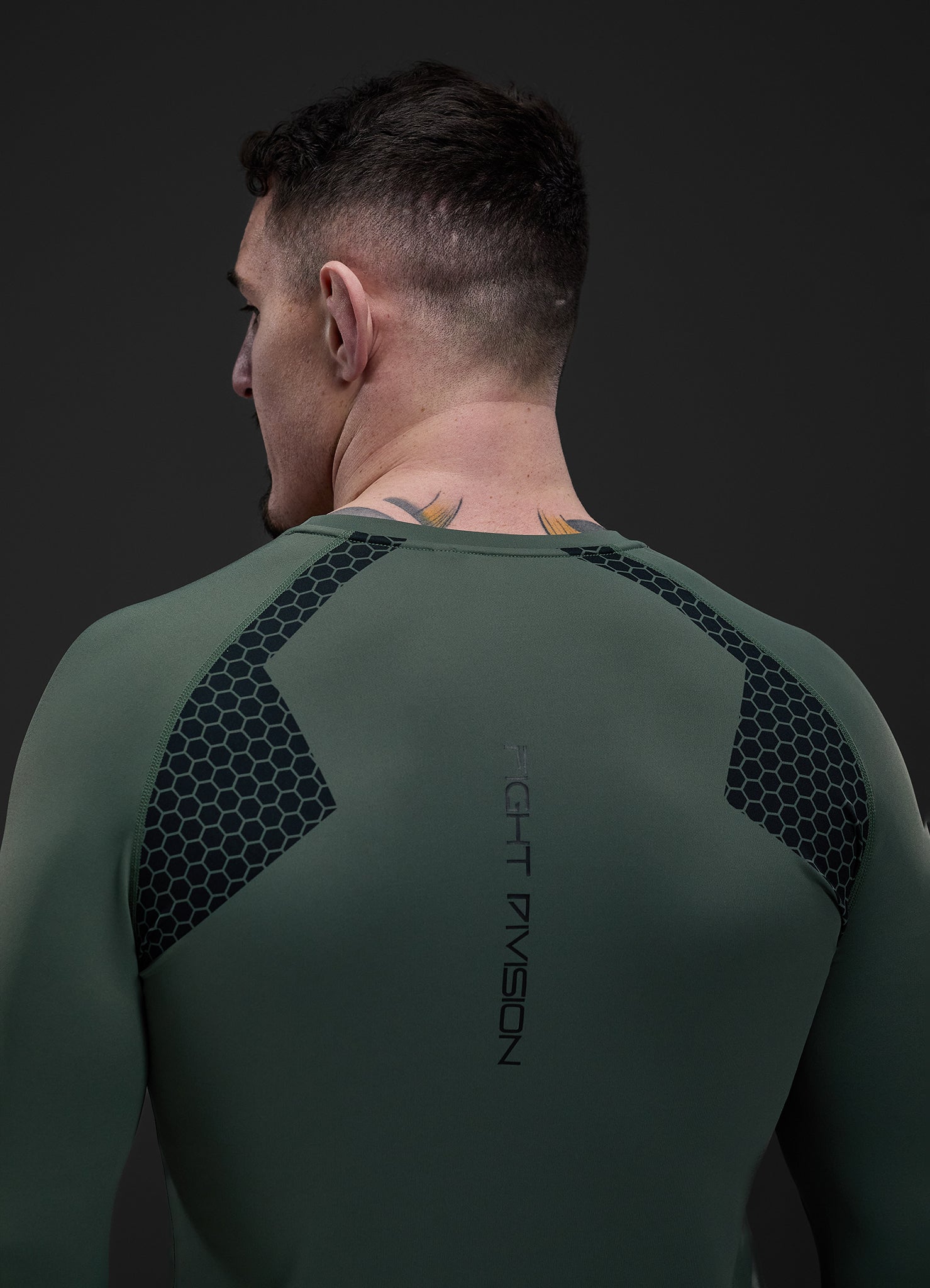 Gym King Fight Division Combat Long Sleeve Rash Guard - Deep Olive