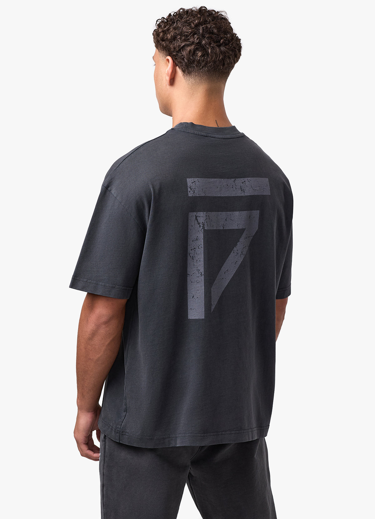 Gym King Fight Division Oversized Washed T-Shirt - Vintage Black