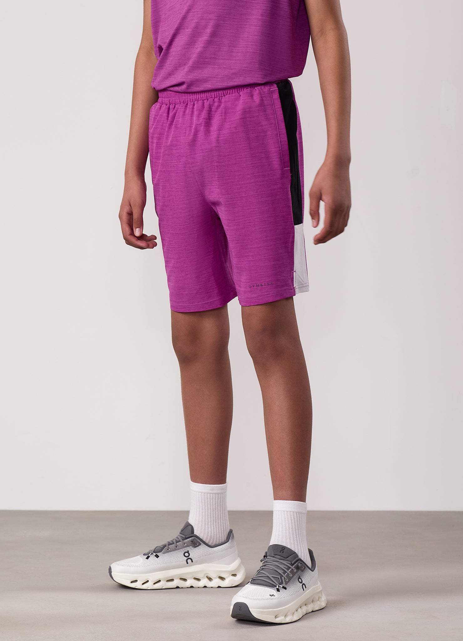 Gym King Kids Vision Tracksuit Top and Shorts - Orchid/Dark Grey