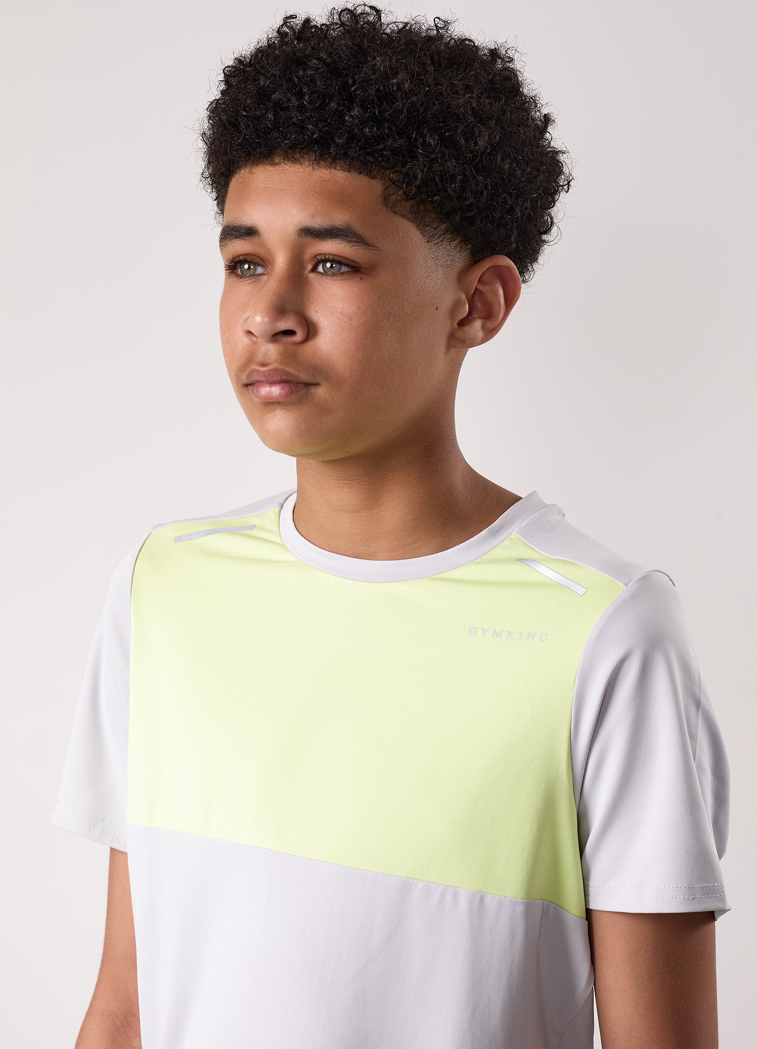 Gym King Kids Advance Tee - Light Grey/Limelight