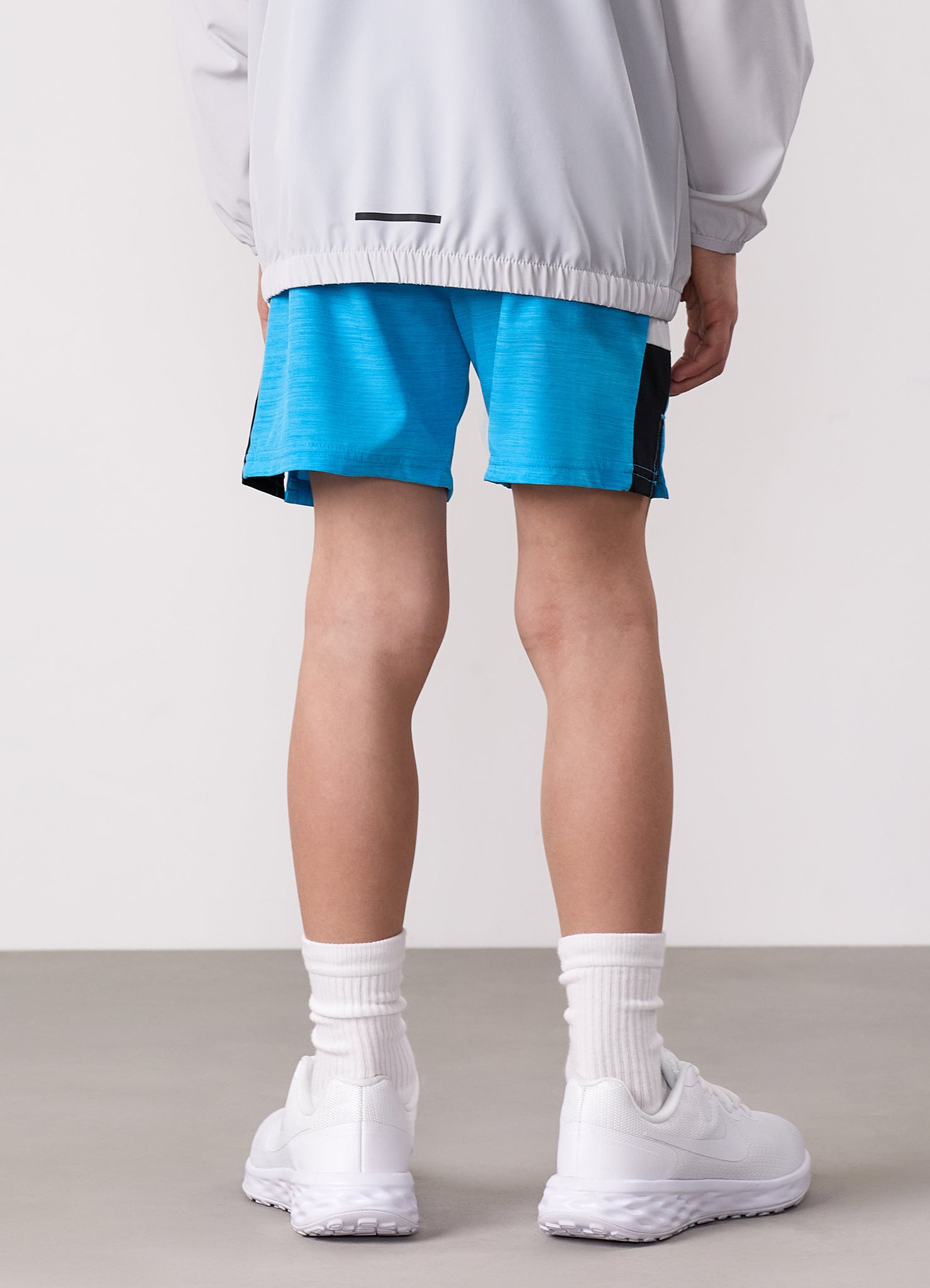 Gym King Kids Vision Tracksuit Top and Shorts - Light Grey/Portofino Blue