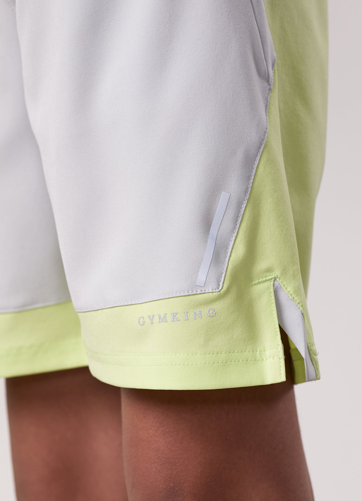 Gym King Kids Advance Tracksuit Top and Shorts - Light Grey/Limelight