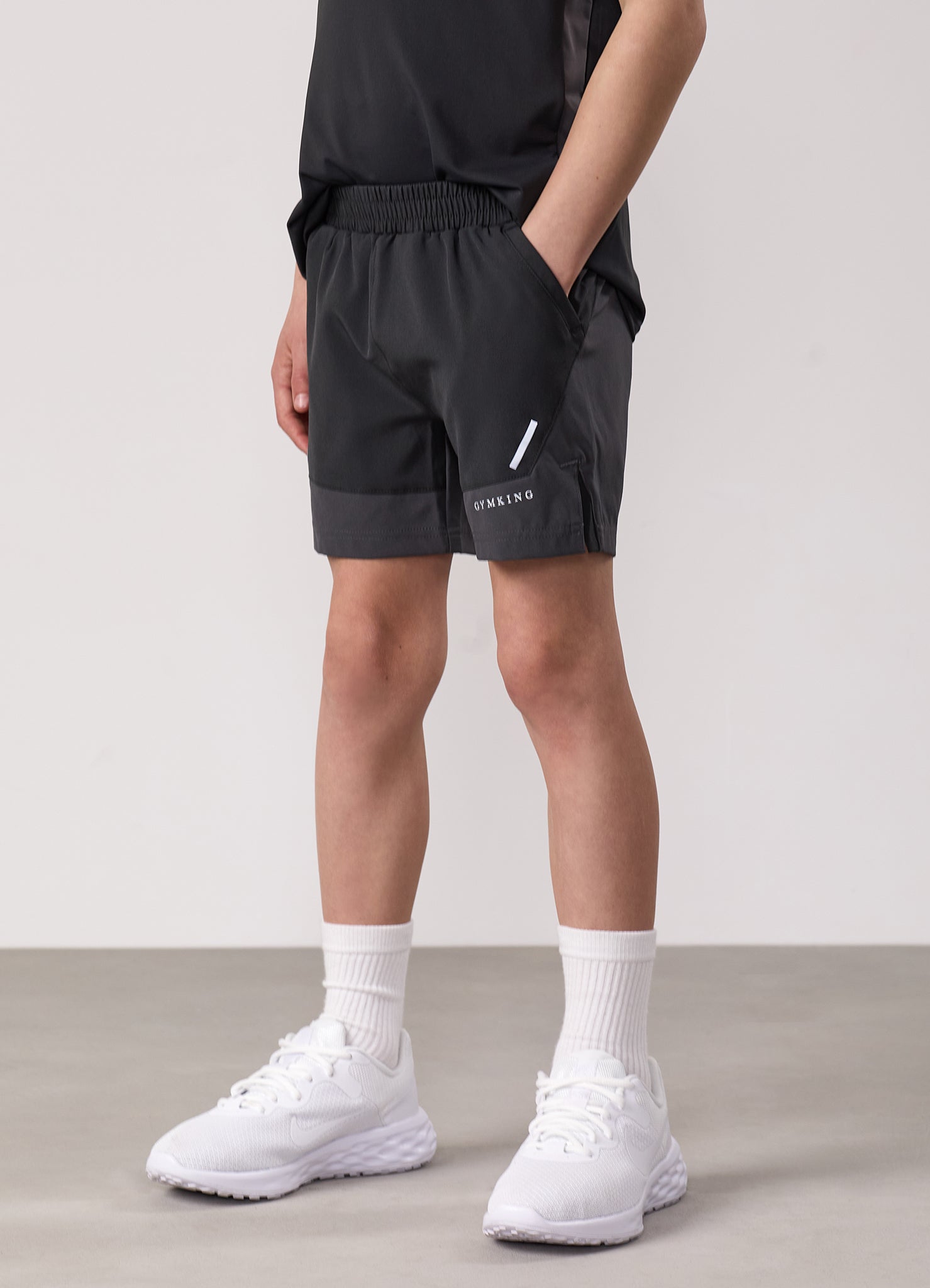 Gym King Kids Advance Tracksuit Top and Shorts - Urban Grey/Fossil Grey