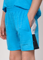 Gym King Kids Vision Tracksuit Top and Shorts - Light Grey/Portofino Blue