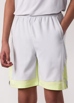 Gym King Kids Advance Tracksuit Top and Shorts - Light Grey/Limelight