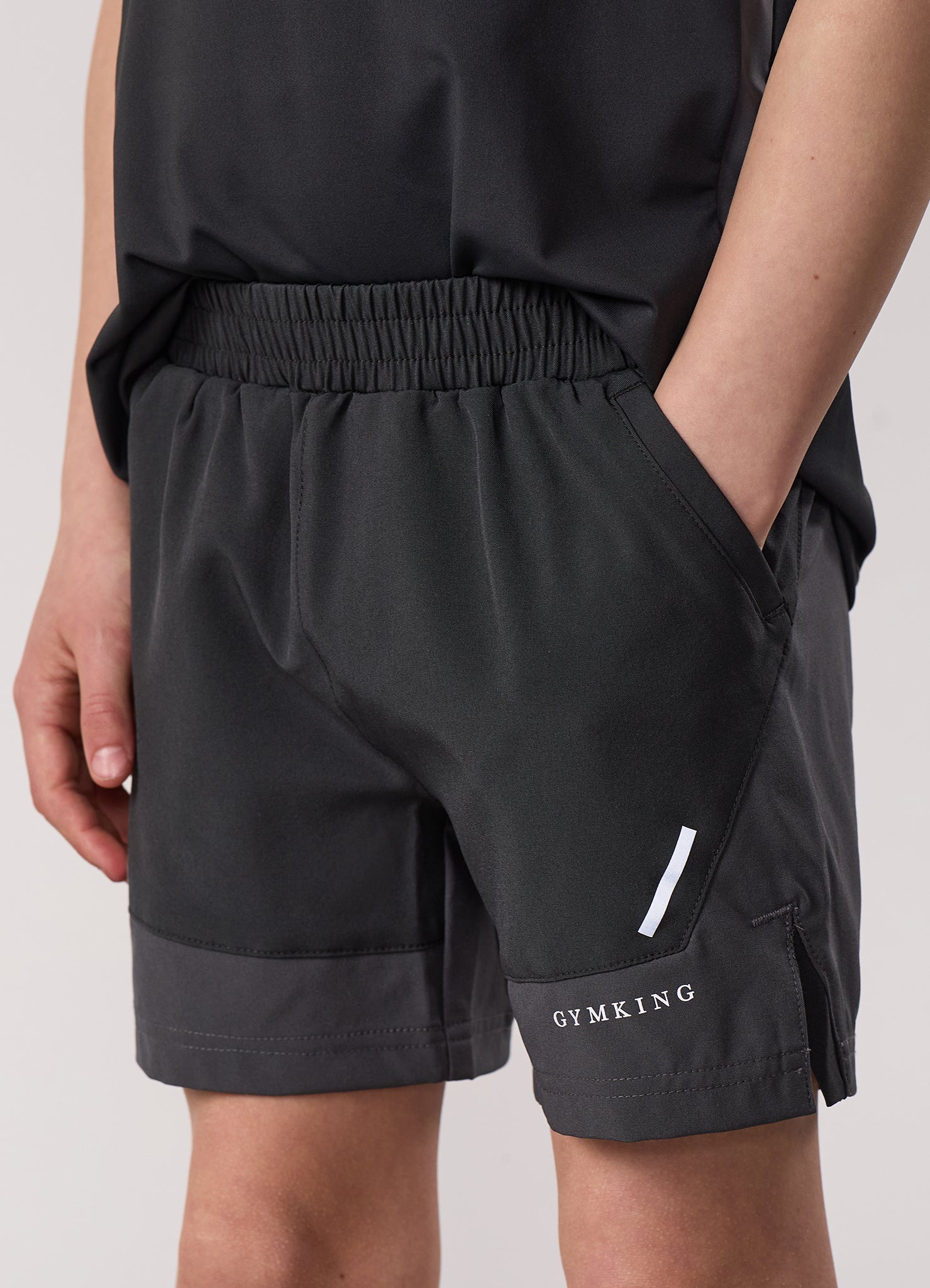 Gym King Kids Advance Tracksuit Top and Shorts - Urban Grey/Fossil Grey