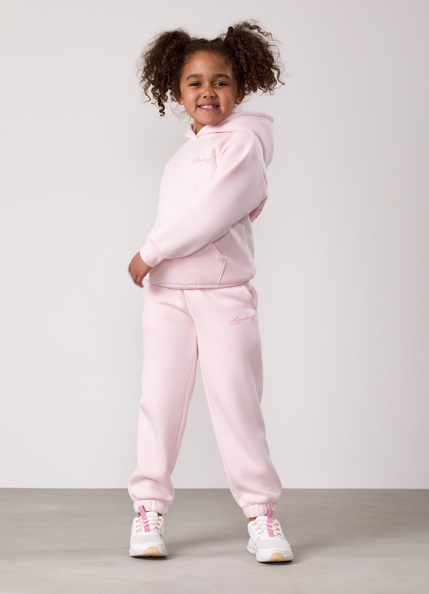 Gym King Kids Script Relaxed Fit Jogger - Baby Pink