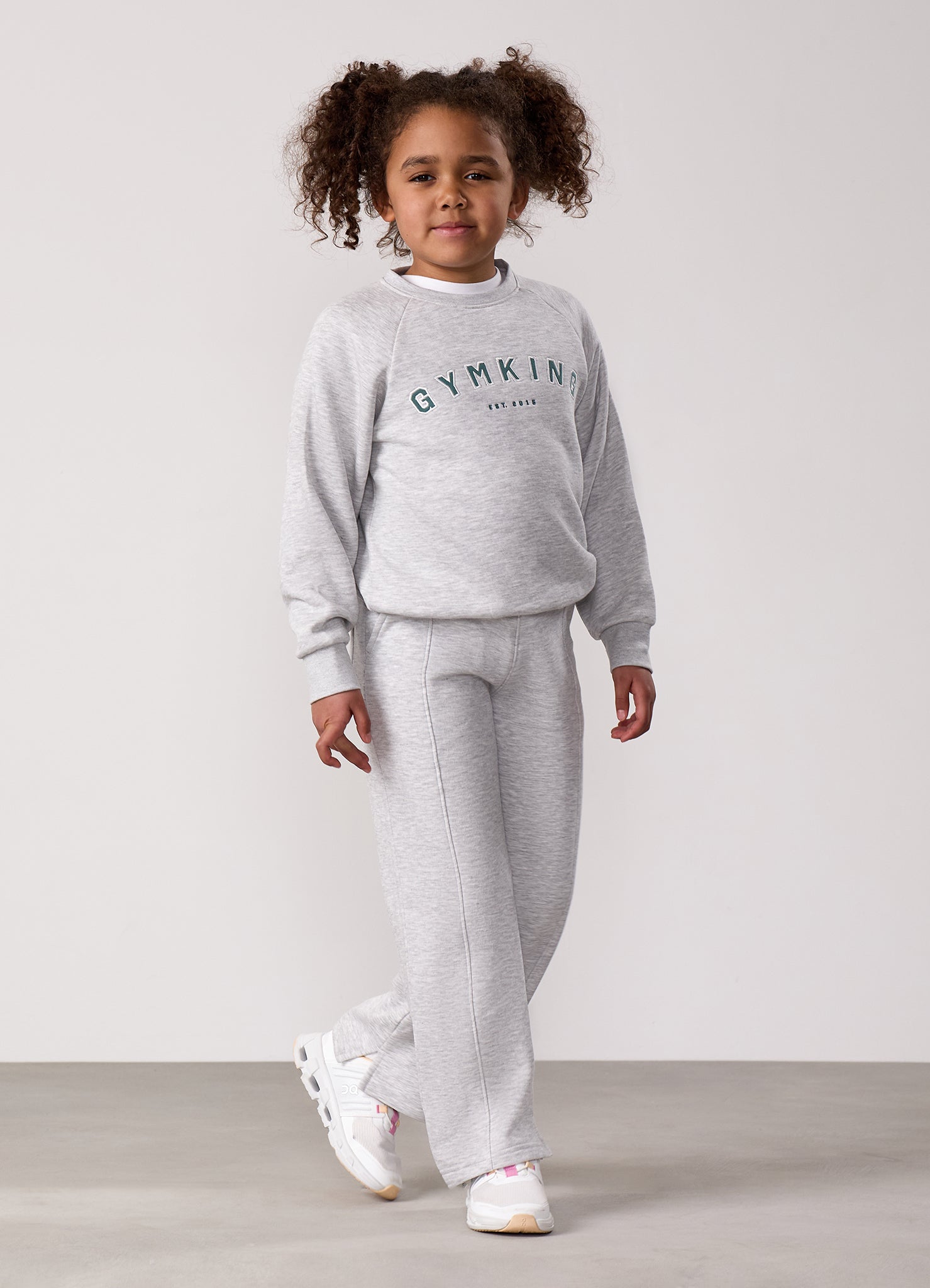 Gym King Kids Shadow Crew Tracksuit - Snow Marl