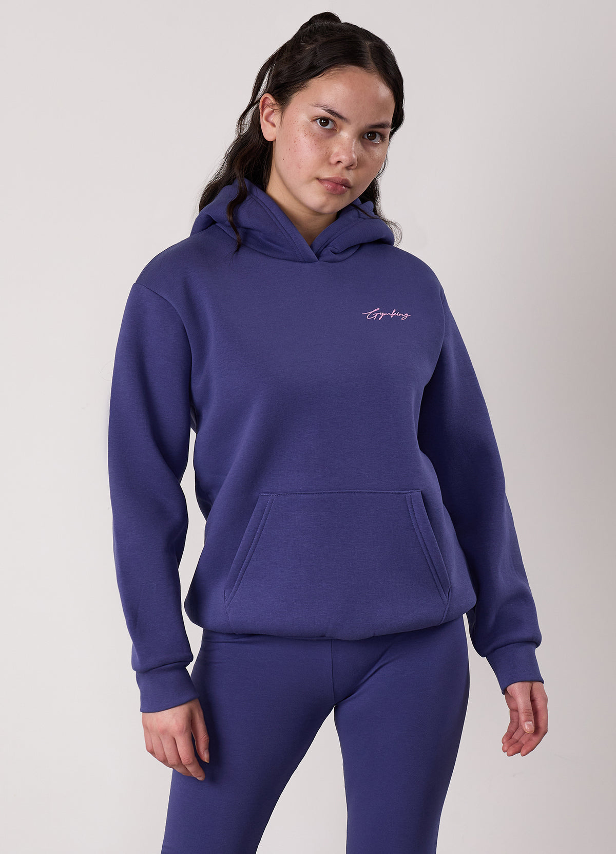 Gym King Older Kids Script Oversized Hood - Starlight Blue