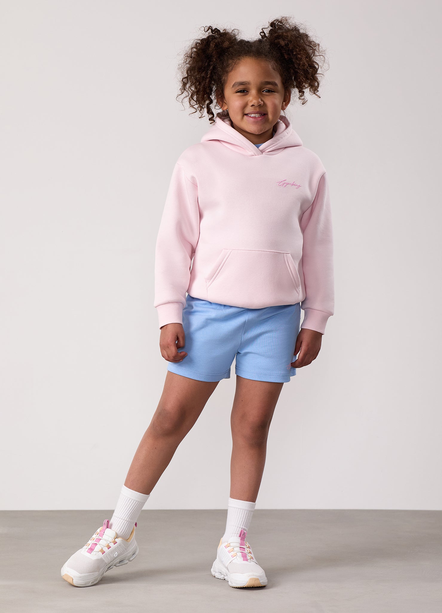 Gym King Kids Script Relaxed Fit Short - Sky Blue