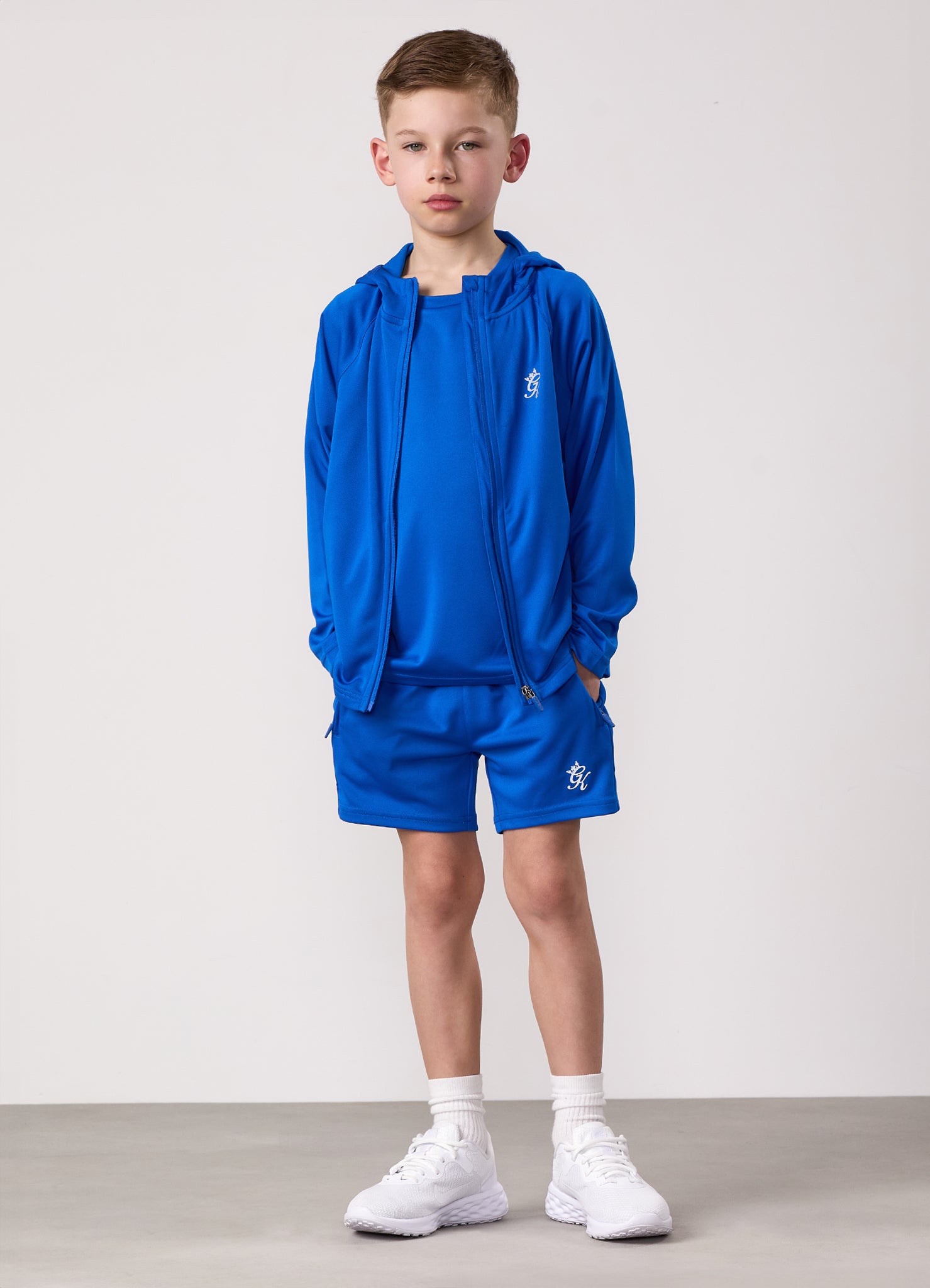 Gym King Kids Lightweight Poly Full Zip - Sonic Blue