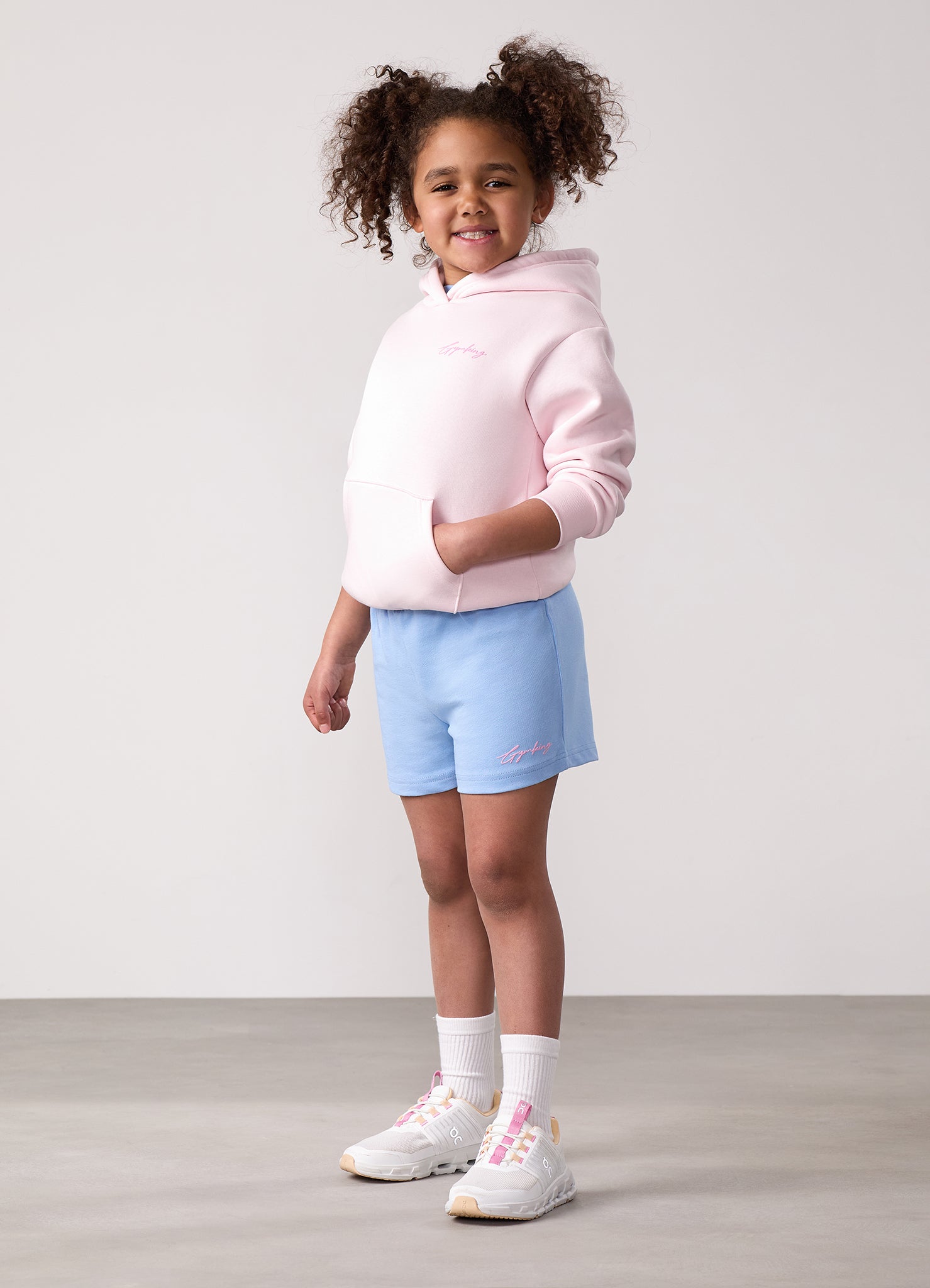 Gym King Kids Script Relaxed Fit Short - Sky Blue