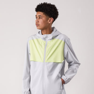 Gym King Kids Advance Tracksuit Top - Light Grey/Limelight