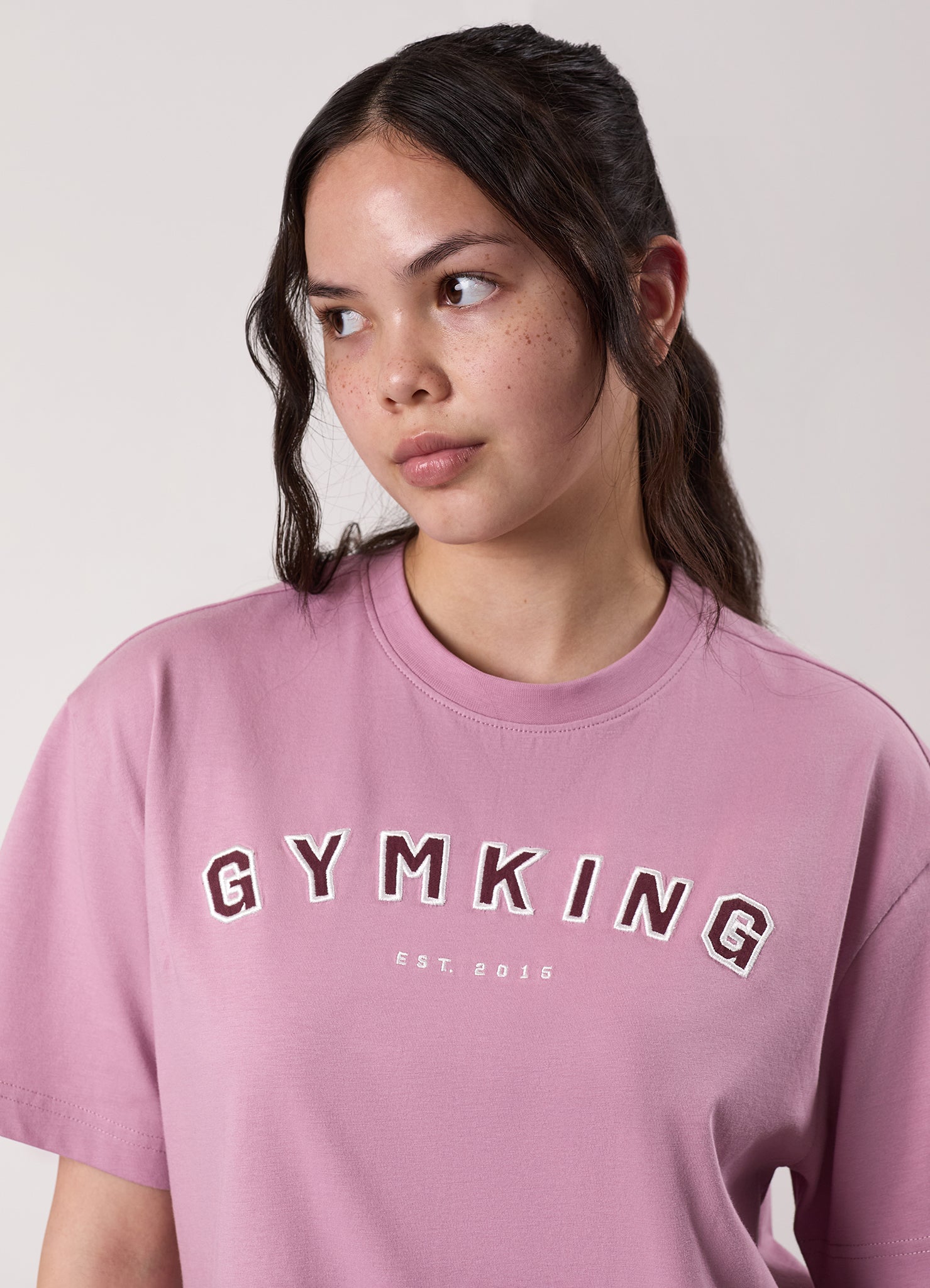 Gym King Kids Shadow Boyfriend Tee - Mauve
