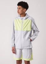 Gym King Kids Advance Tracksuit Top and Shorts - Light Grey/Limelight