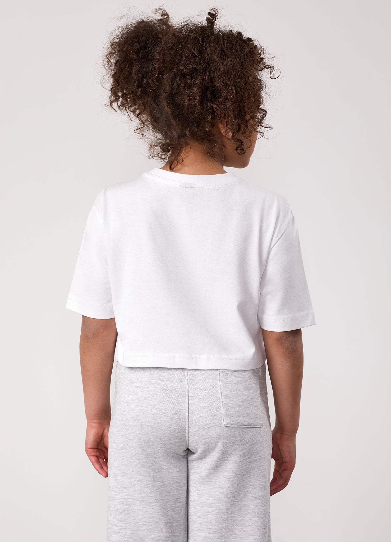 Gym King Kids Shadow Cropped Tee - White/Dusky Fern