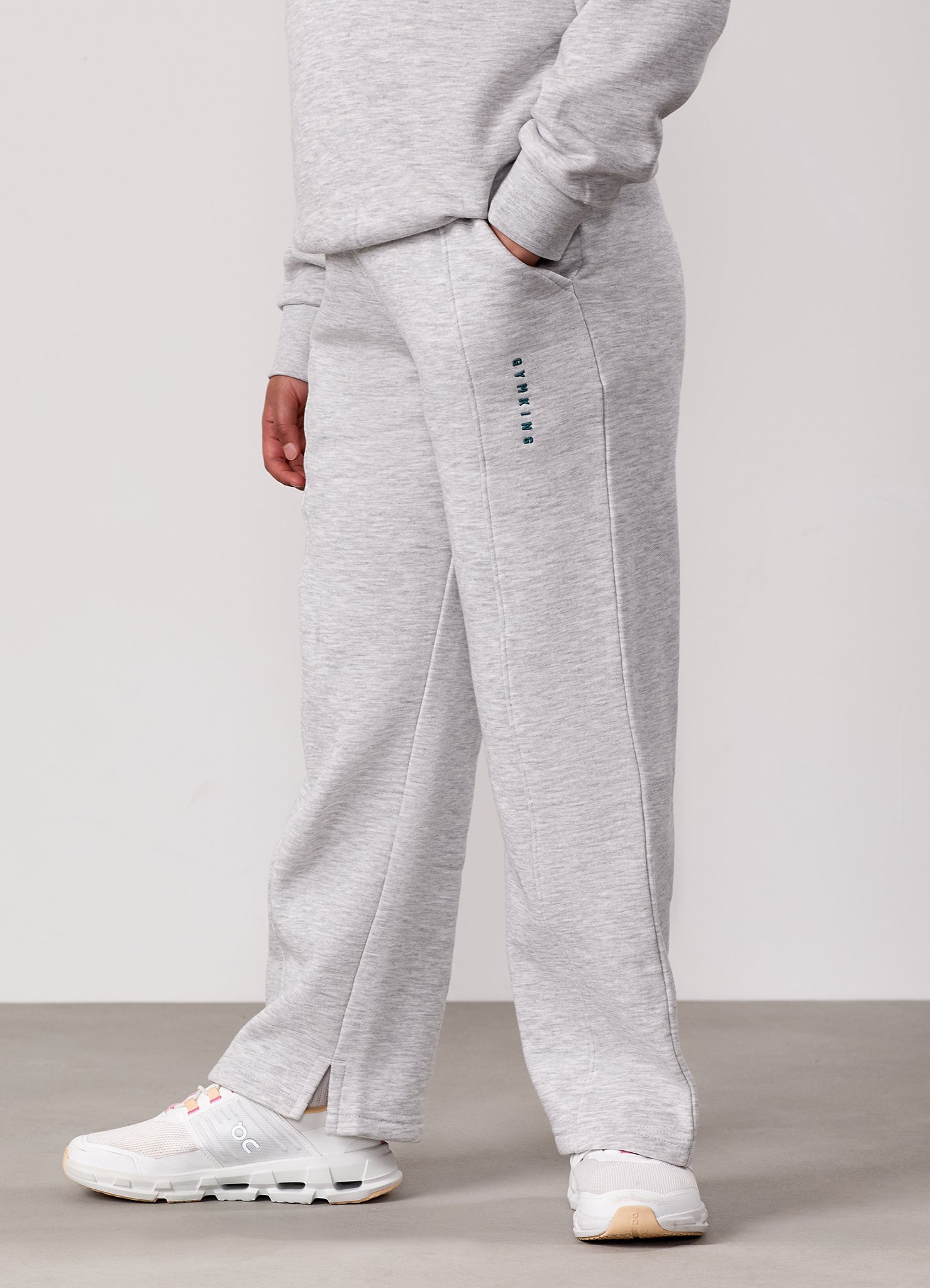 Gym King Kids Shadow Crew Tracksuit - Snow Marl