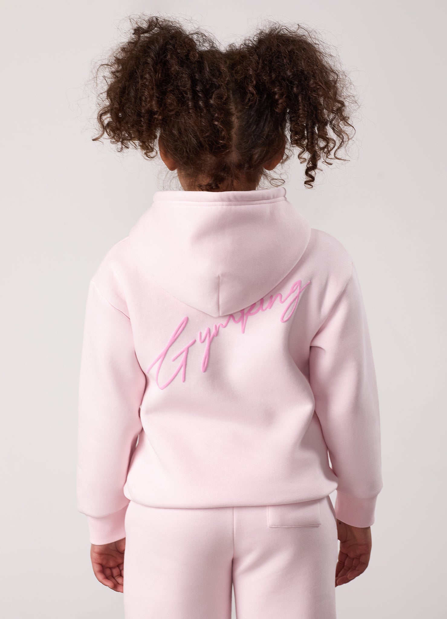 Gym King Kids Script Oversized Hood - Baby Pink