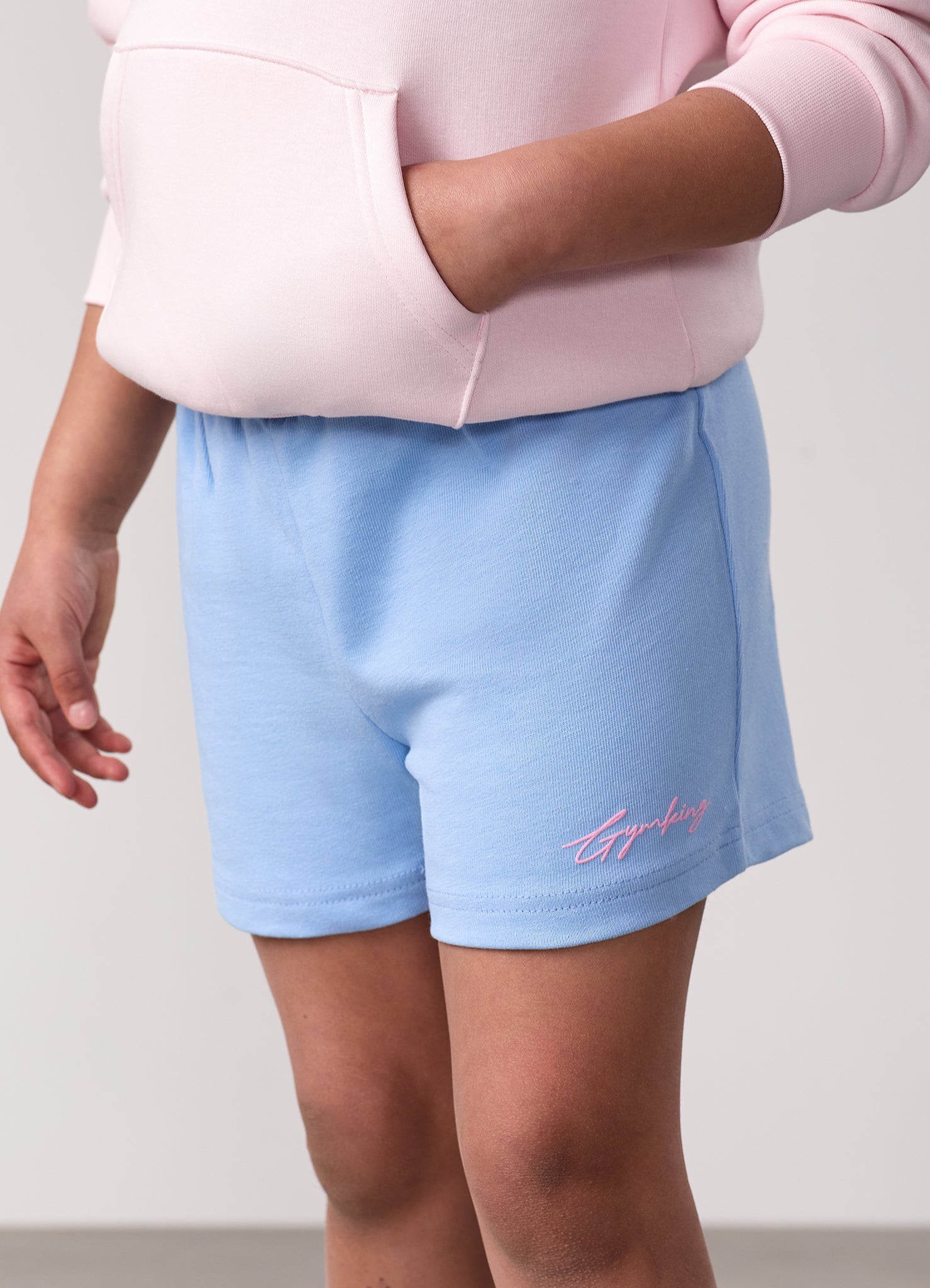 Gym King Kids Script Relaxed Fit Short - Sky Blue