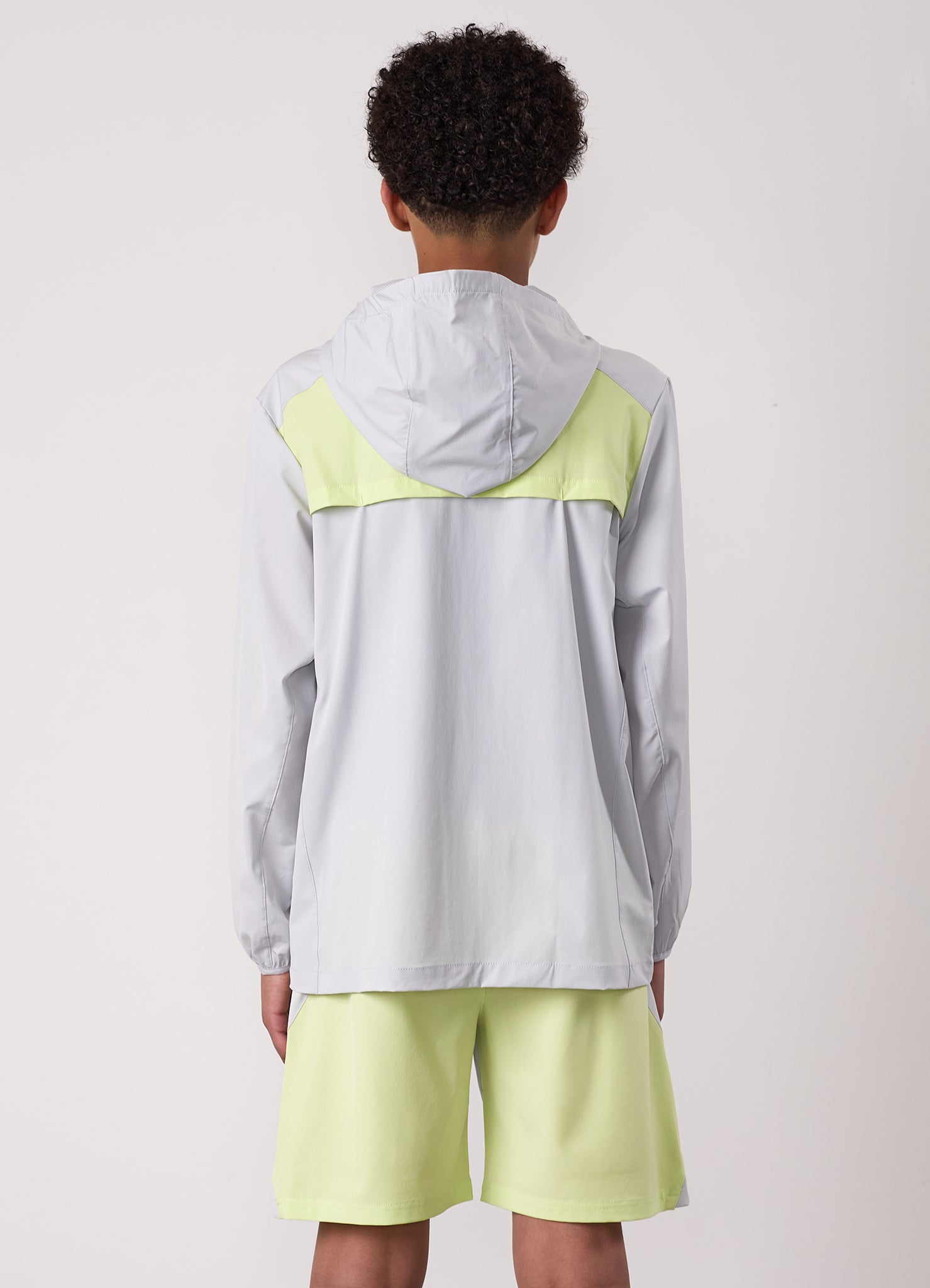 Gym King Kids Advance Tracksuit Top and Shorts - Light Grey/Limelight