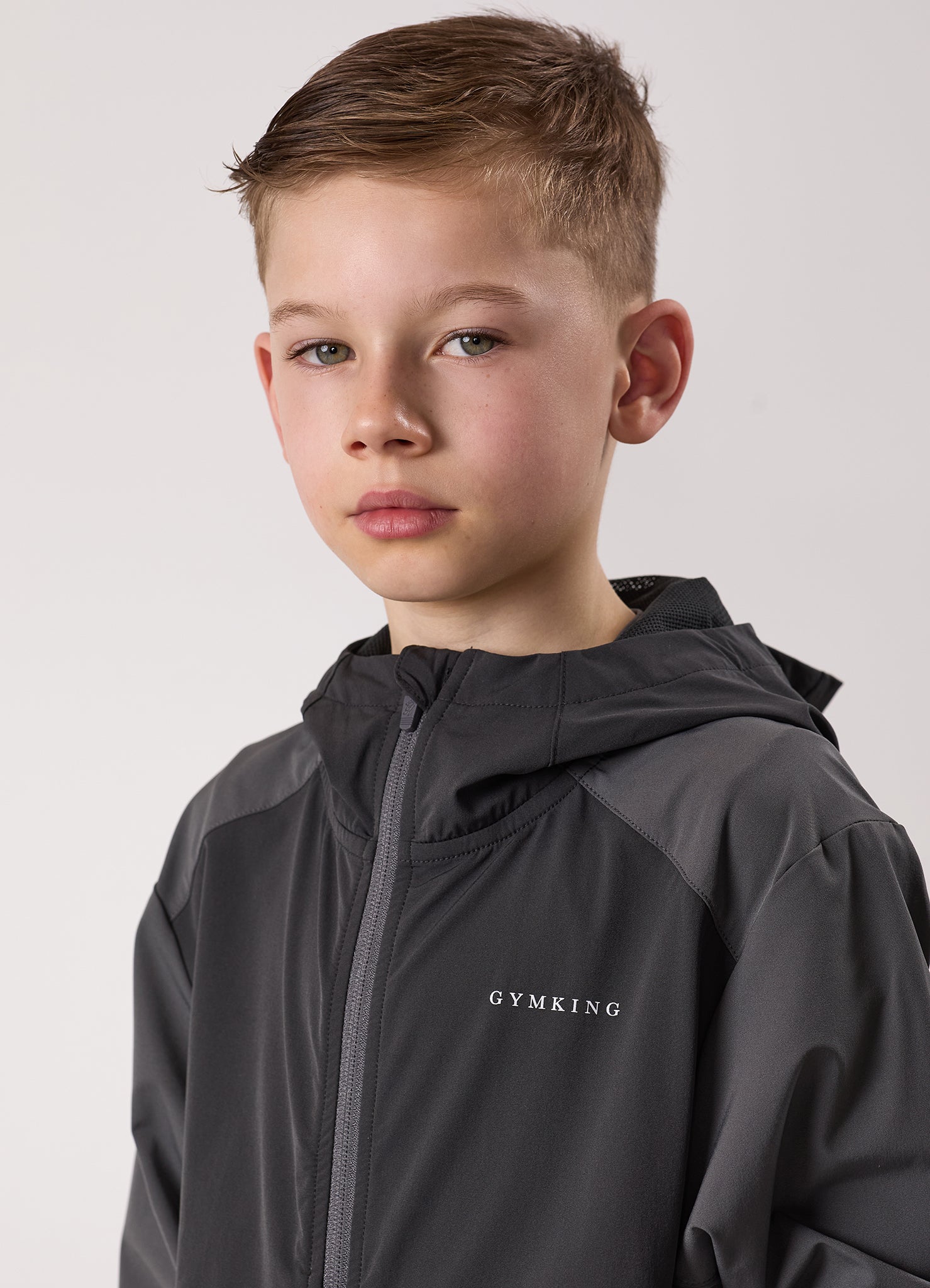 Gym King Kids Advance Tracksuit Top and Shorts - Urban Grey/Fossil Grey