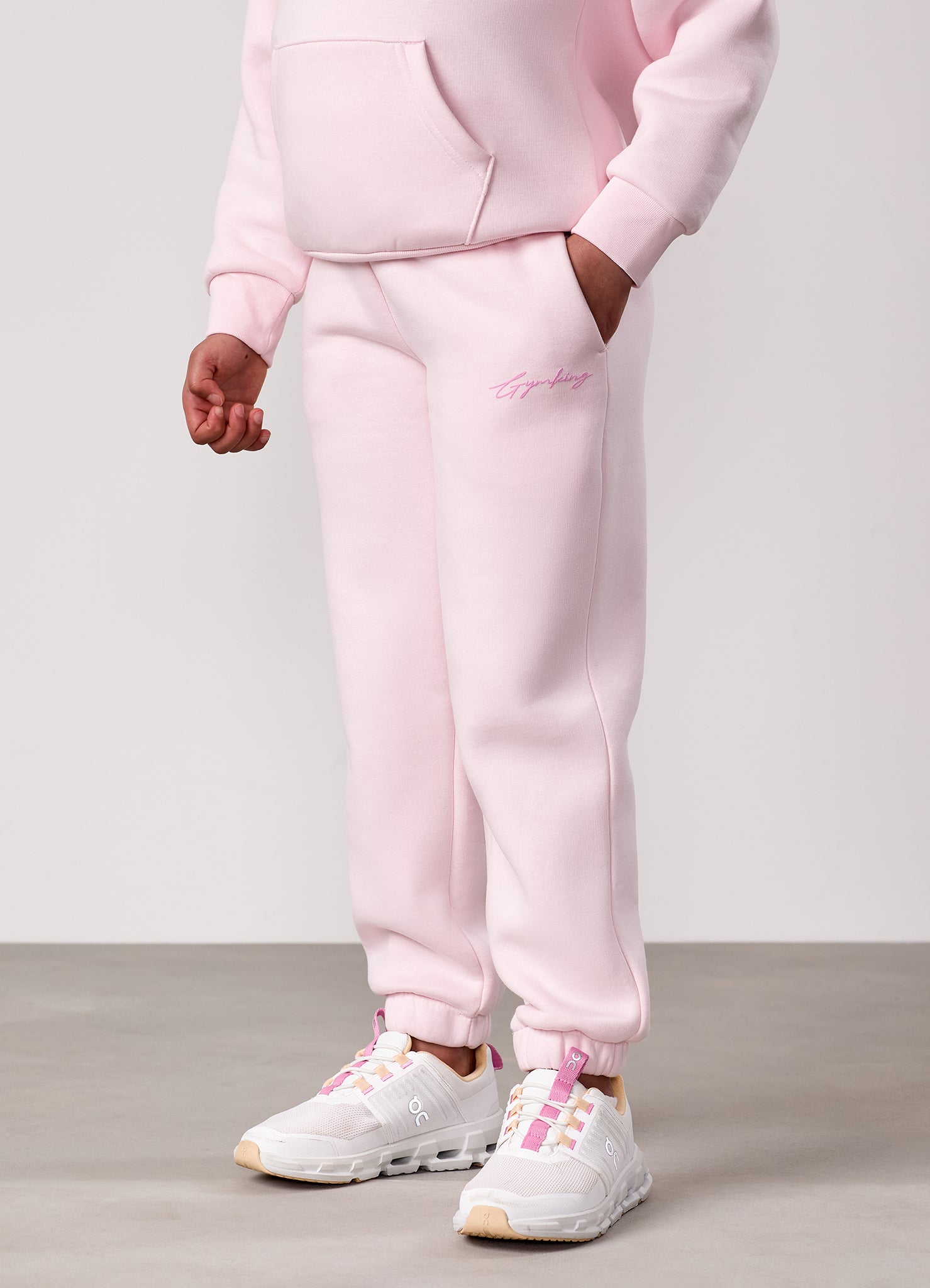 Gym King Kids Script Relaxed Fit Jogger - Baby Pink