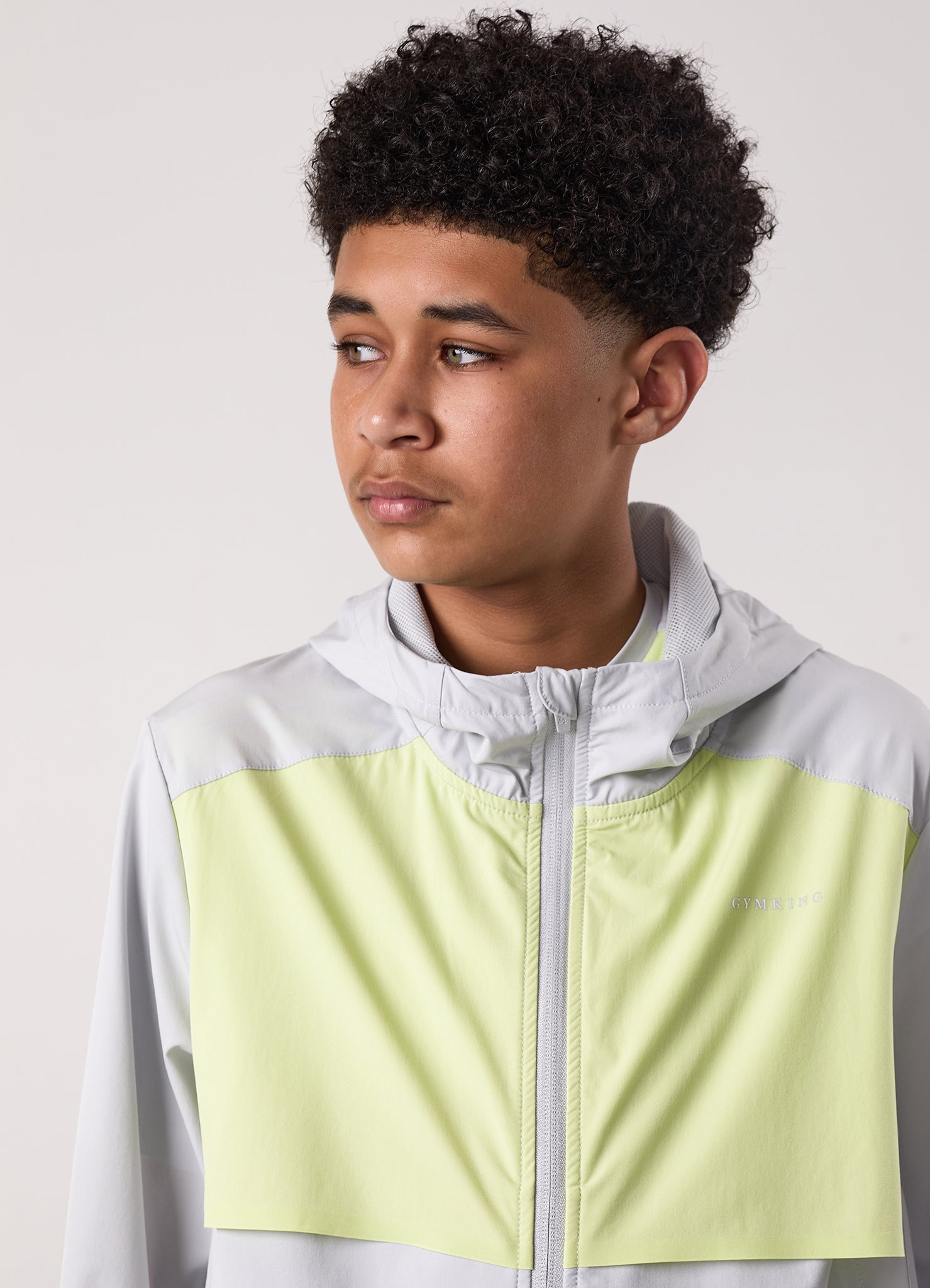 Gym King Kids Advance Tracksuit Top - Light Grey/Limelight