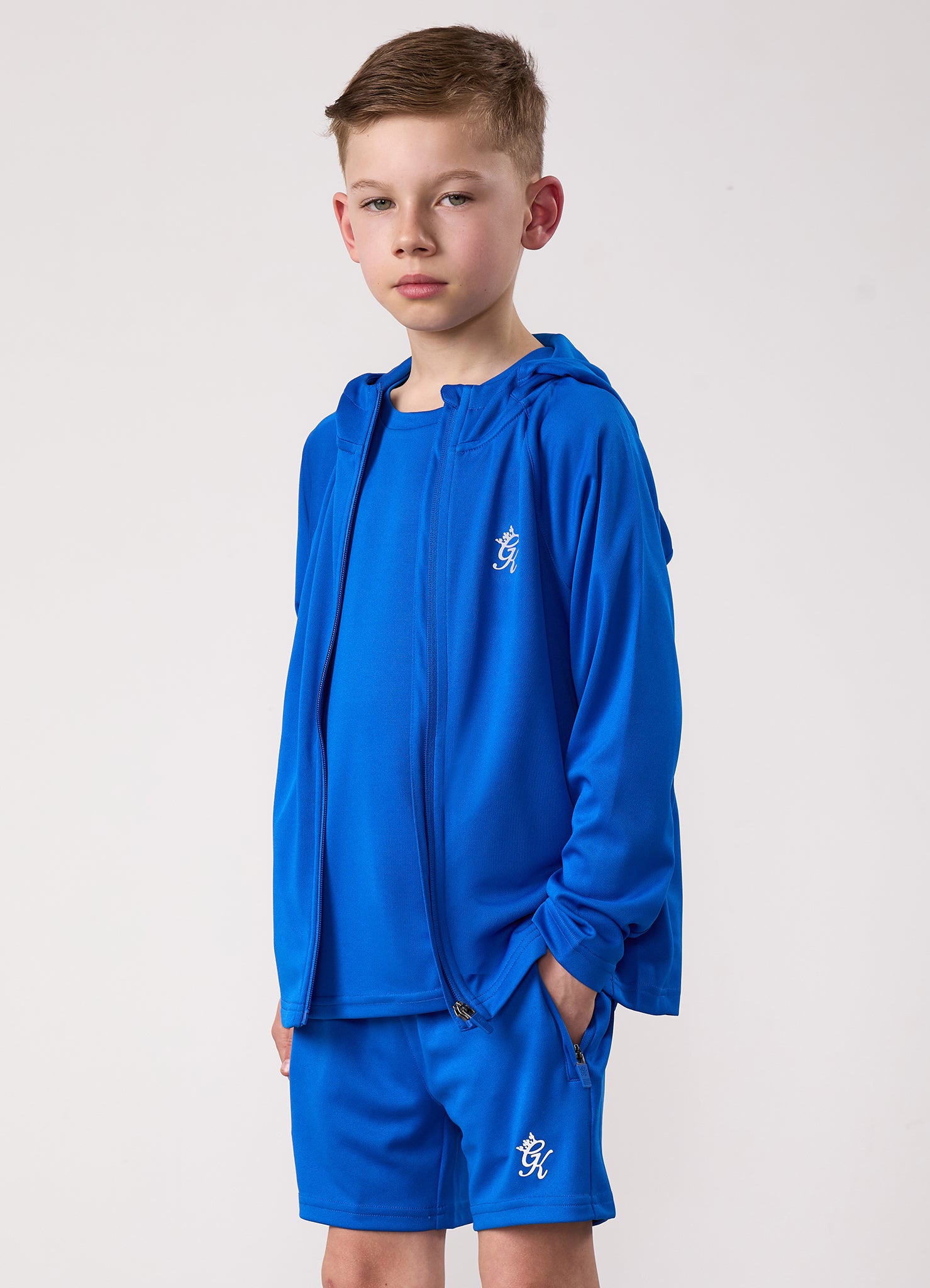 Gym King Kids Lightweight Poly Full Zip - Sonic Blue