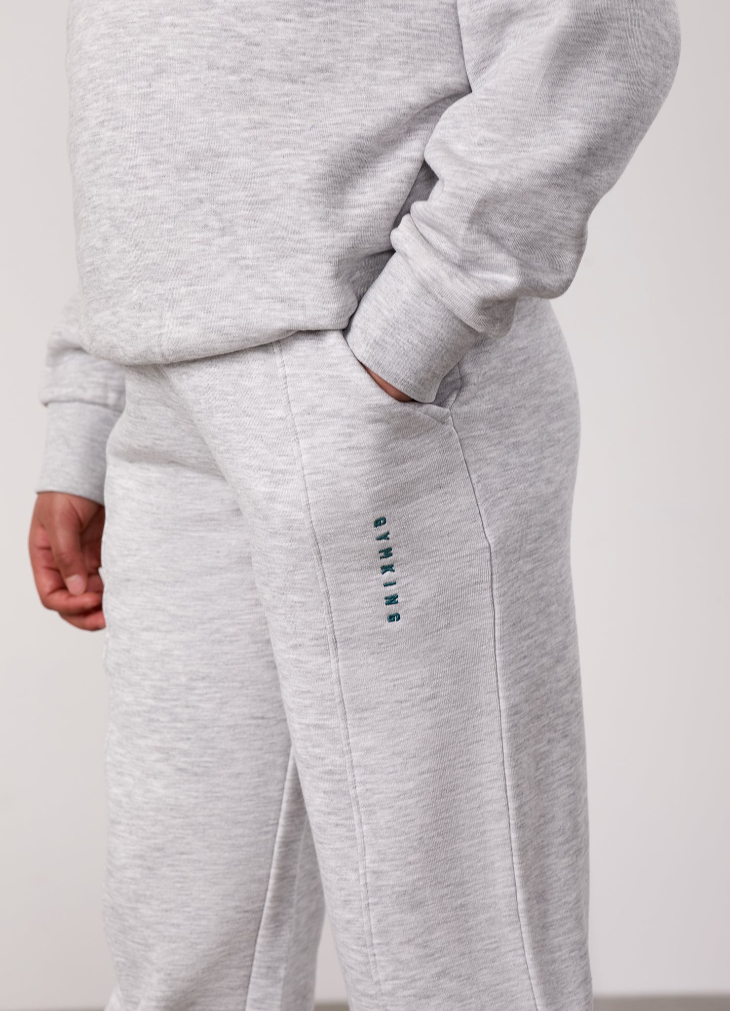 Gym King Kids Shadow Crew Tracksuit - Snow Marl