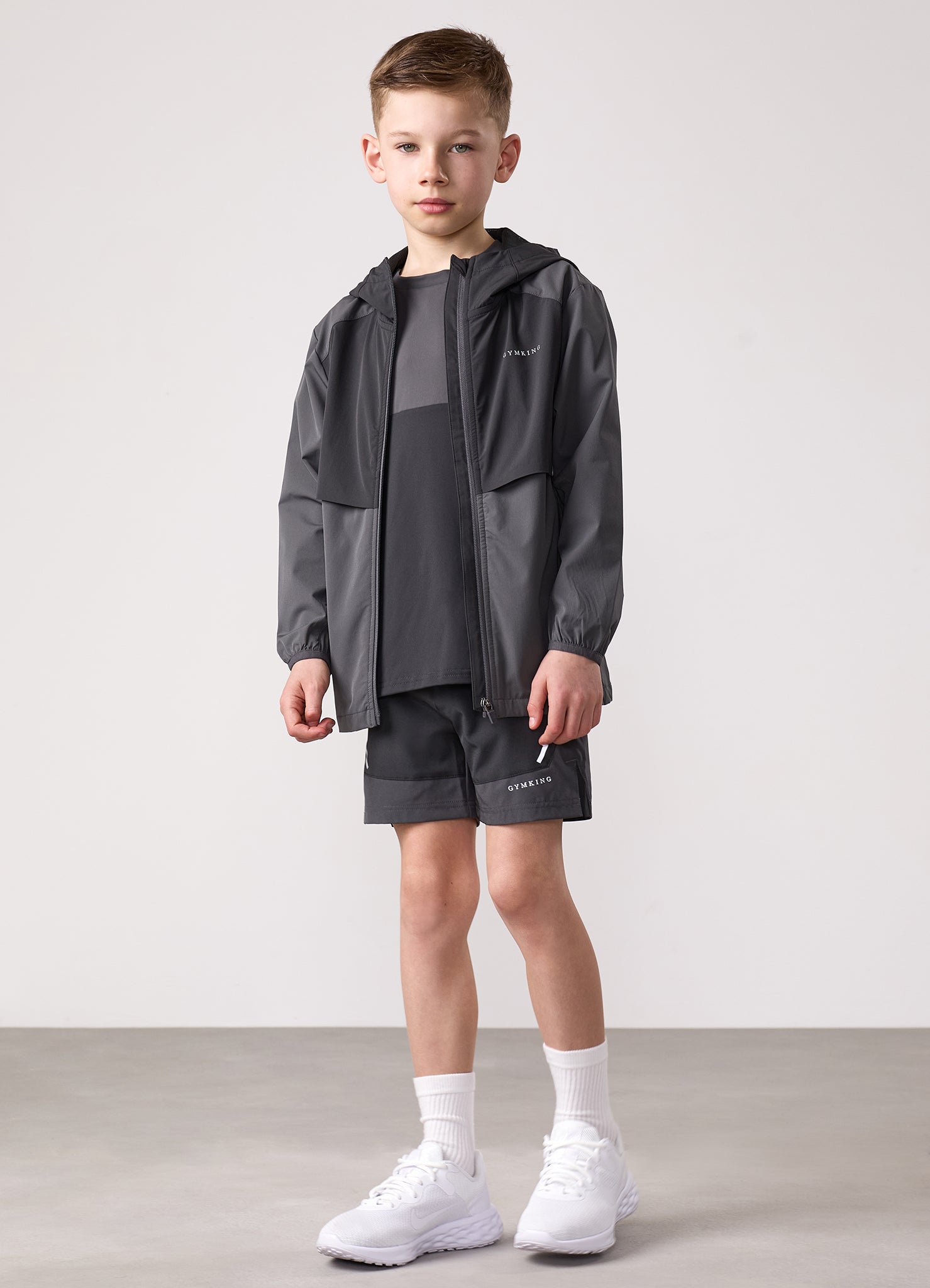 Gym King Kids Advance Tracksuit Top - Urban Grey/Fossil Grey