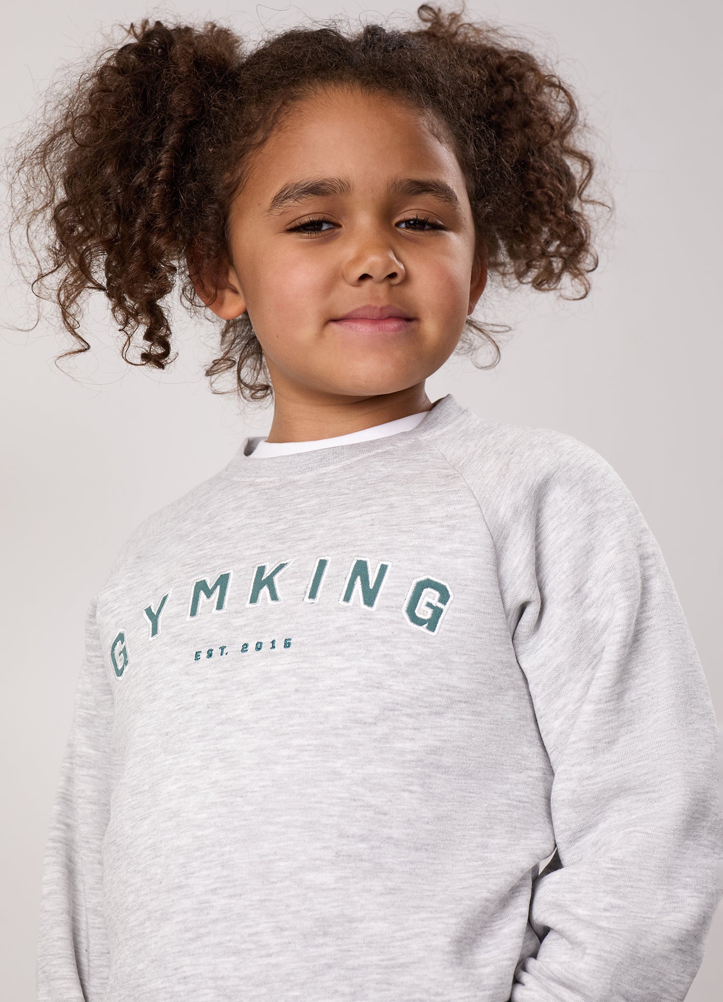 Gym King Kids Shadow Crew Tracksuit - Snow Marl