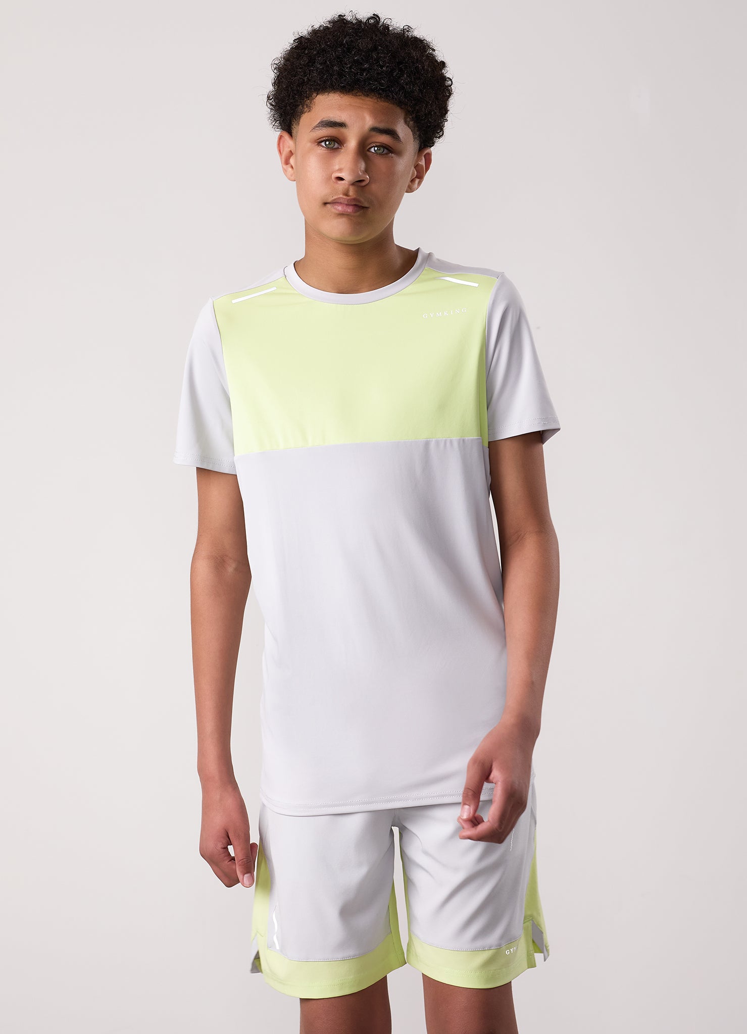 Gym King Kids Advance Tee - Light Grey/Limelight