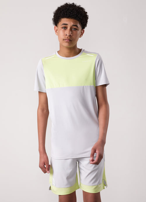 Gym King Kids Advance Tee - Light Grey/Limelight