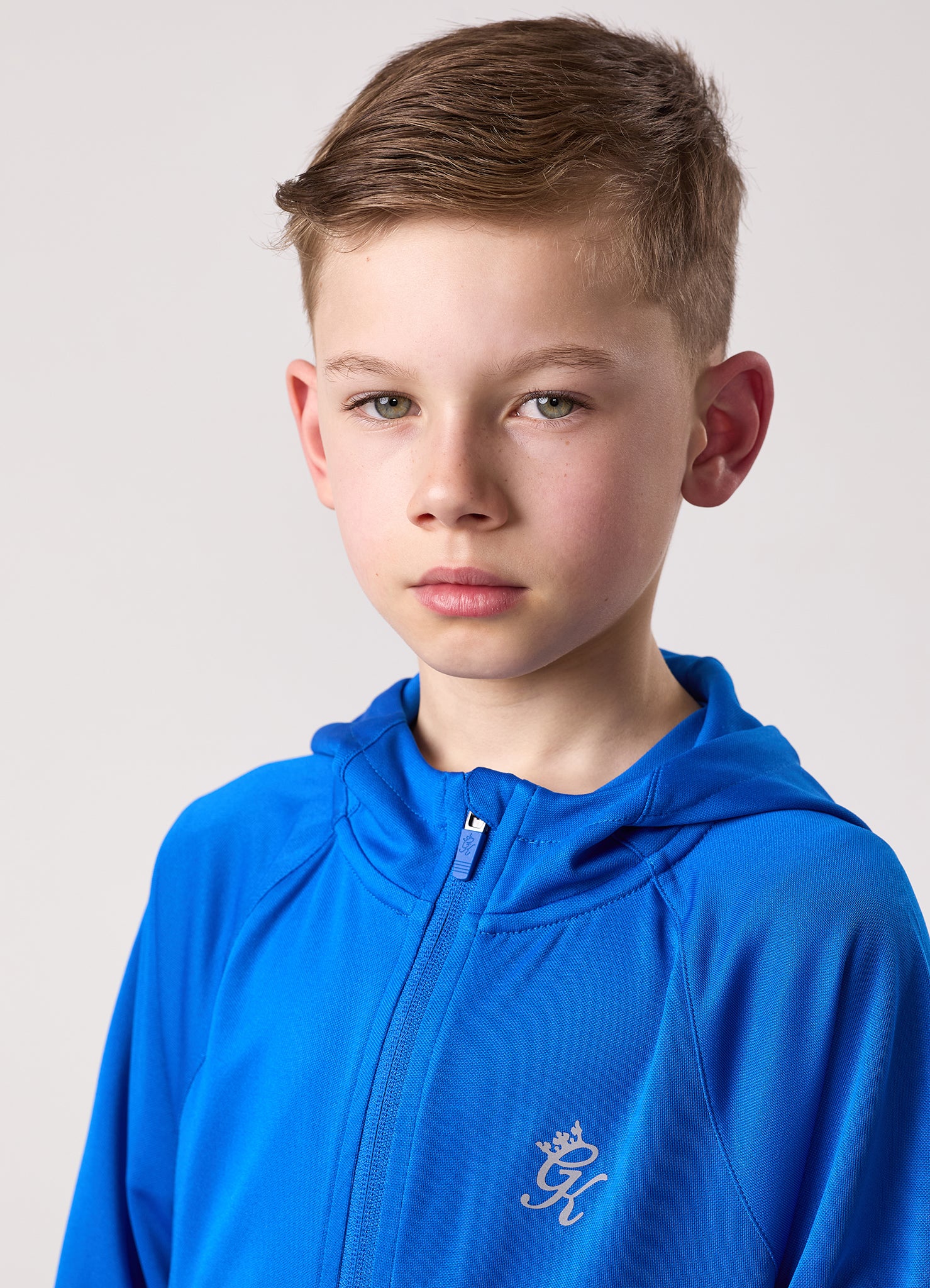 Gym King Kids Lightweight Poly Full Zip and Shorts - Sonic Blue