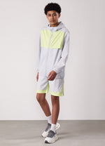 Gym King Kids Advance Tracksuit Top and Shorts - Light Grey/Limelight