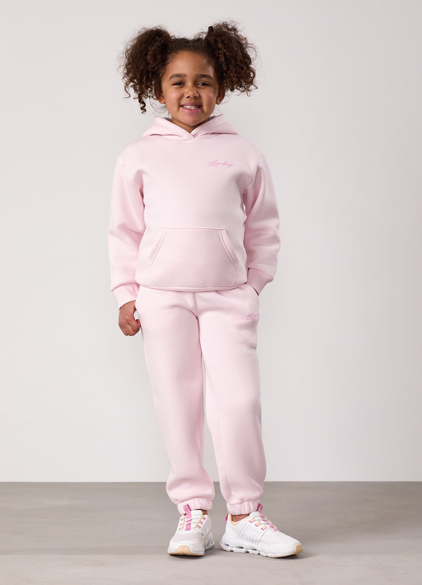 Gym King Kids Script Relaxed Fit Jogger - Baby Pink
