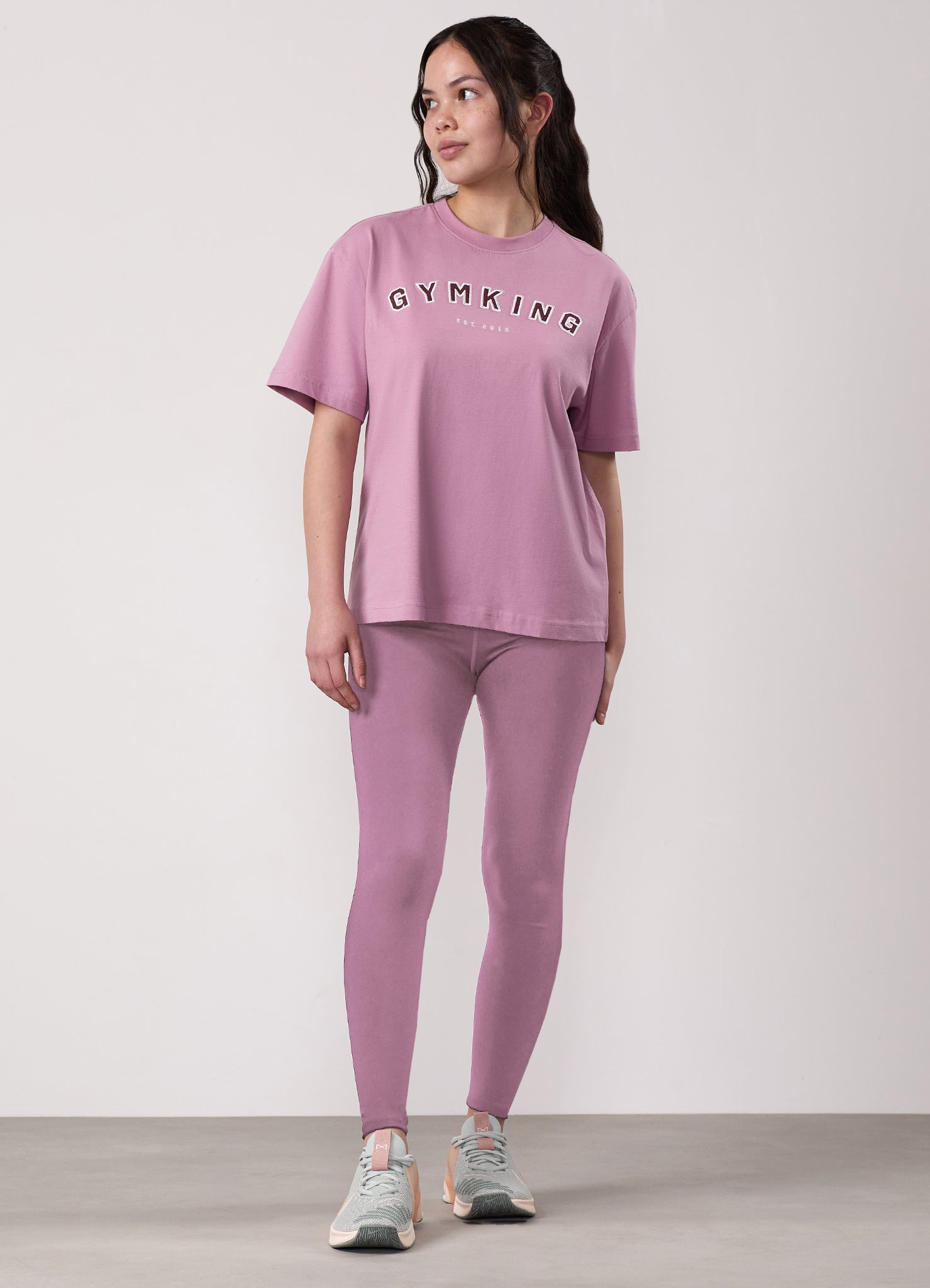 Gym King Kids Shadow Boyfriend Tee - Mauve