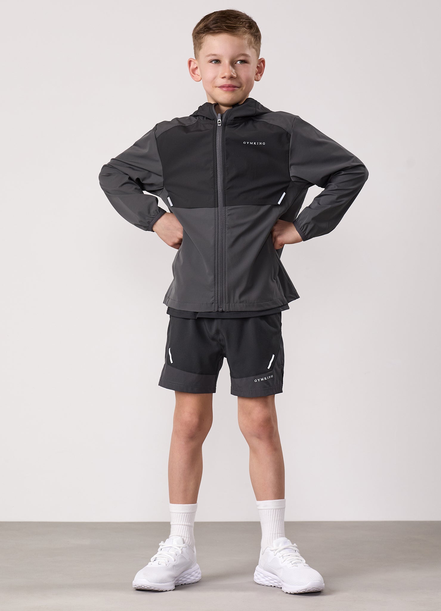Gym King Kids Advance Tracksuit Top - Urban Grey/Fossil Grey
